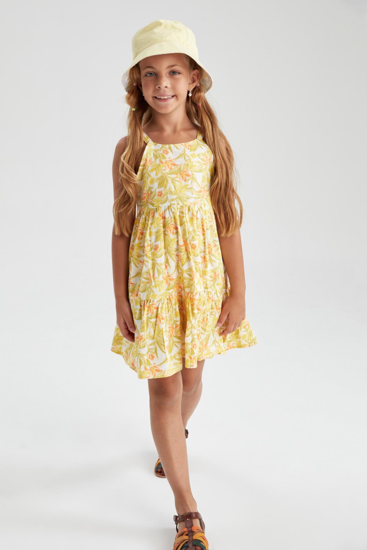 لباس مجلسی دخترانه زرد دفکتوDefacto | W8298A622SP اورجینال - تصویر 3