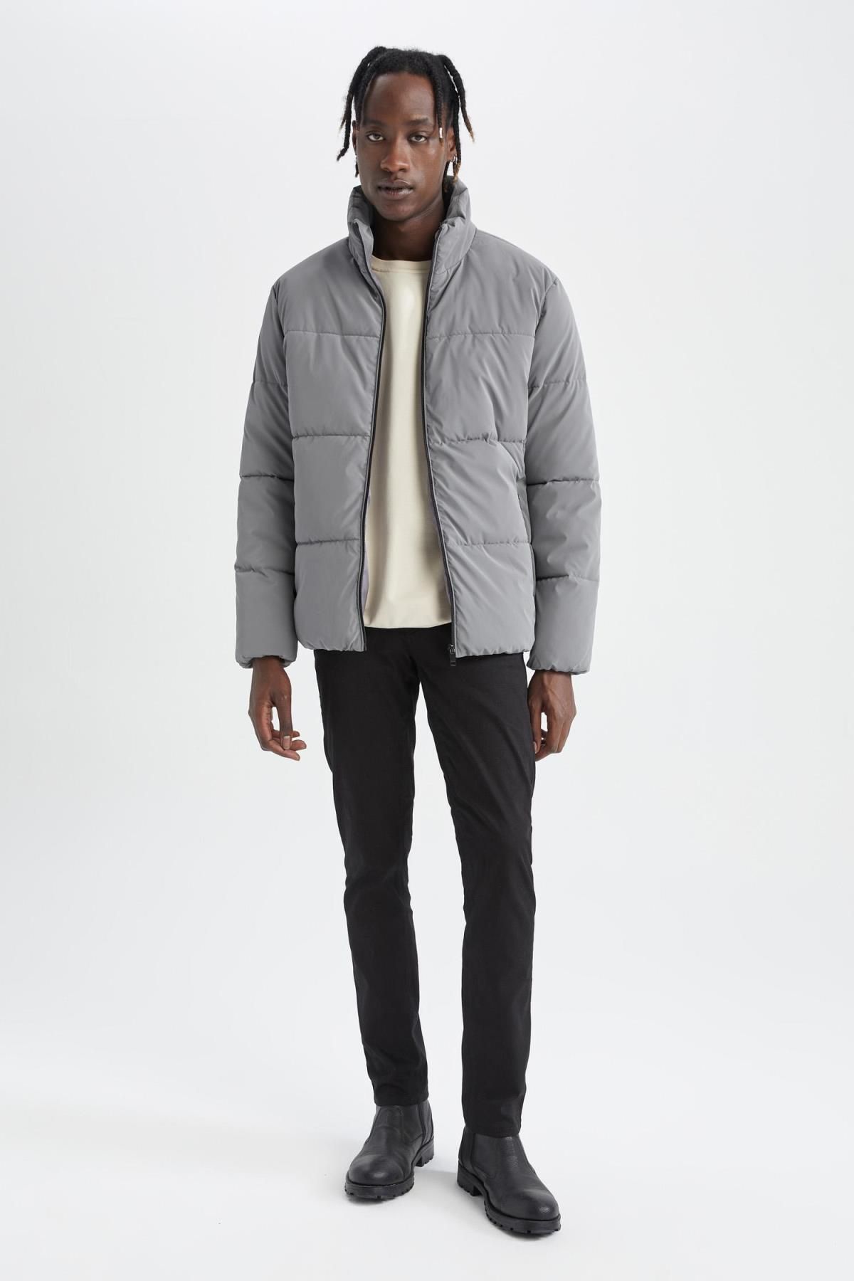 DeFacto-Slim Fit stojačik Puffer Puffer Coat 5