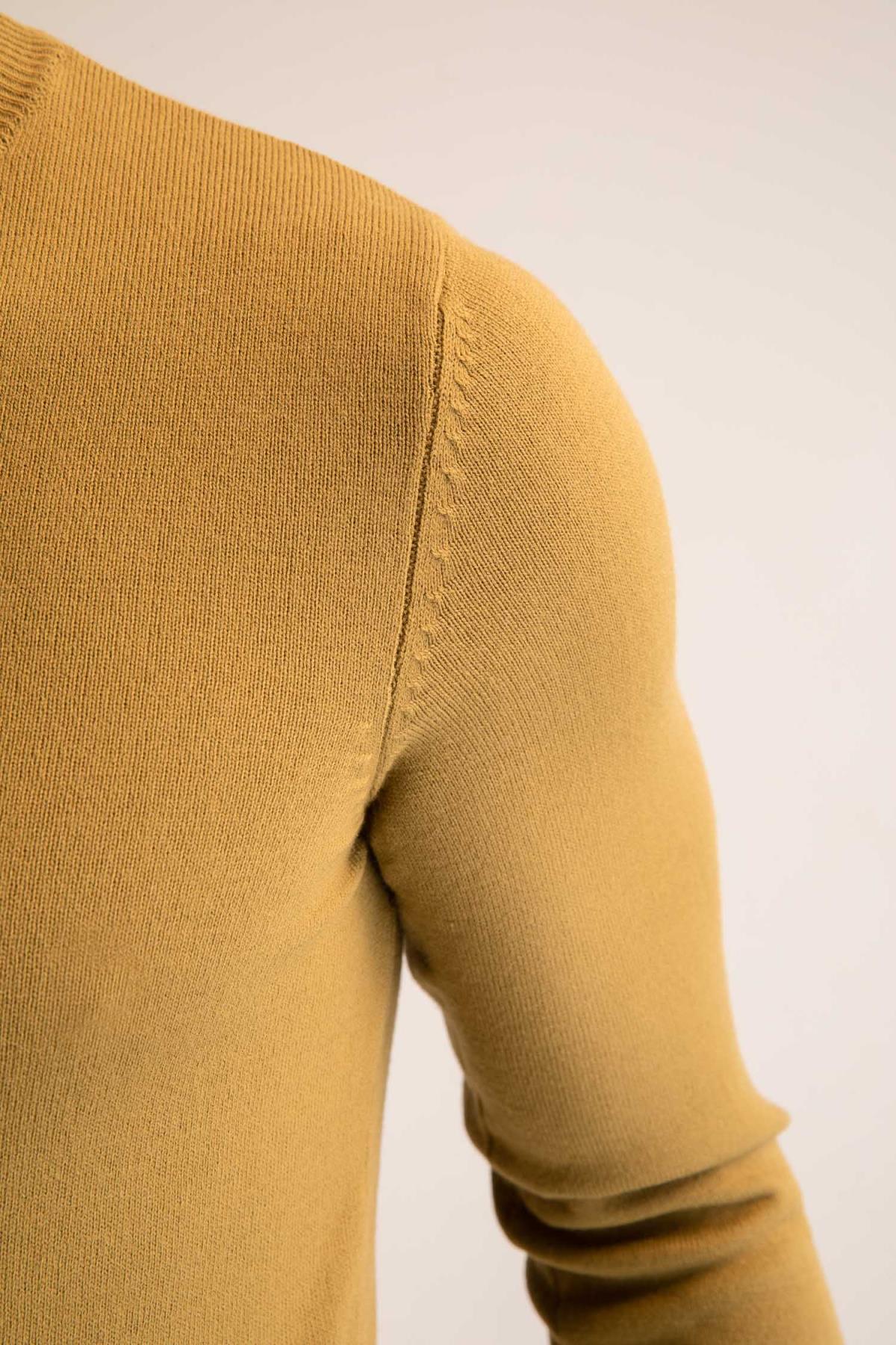 بافت و پلیور مردانه خاکی دفکتو | R1124AZ22WN اورجینال - تصویر 5