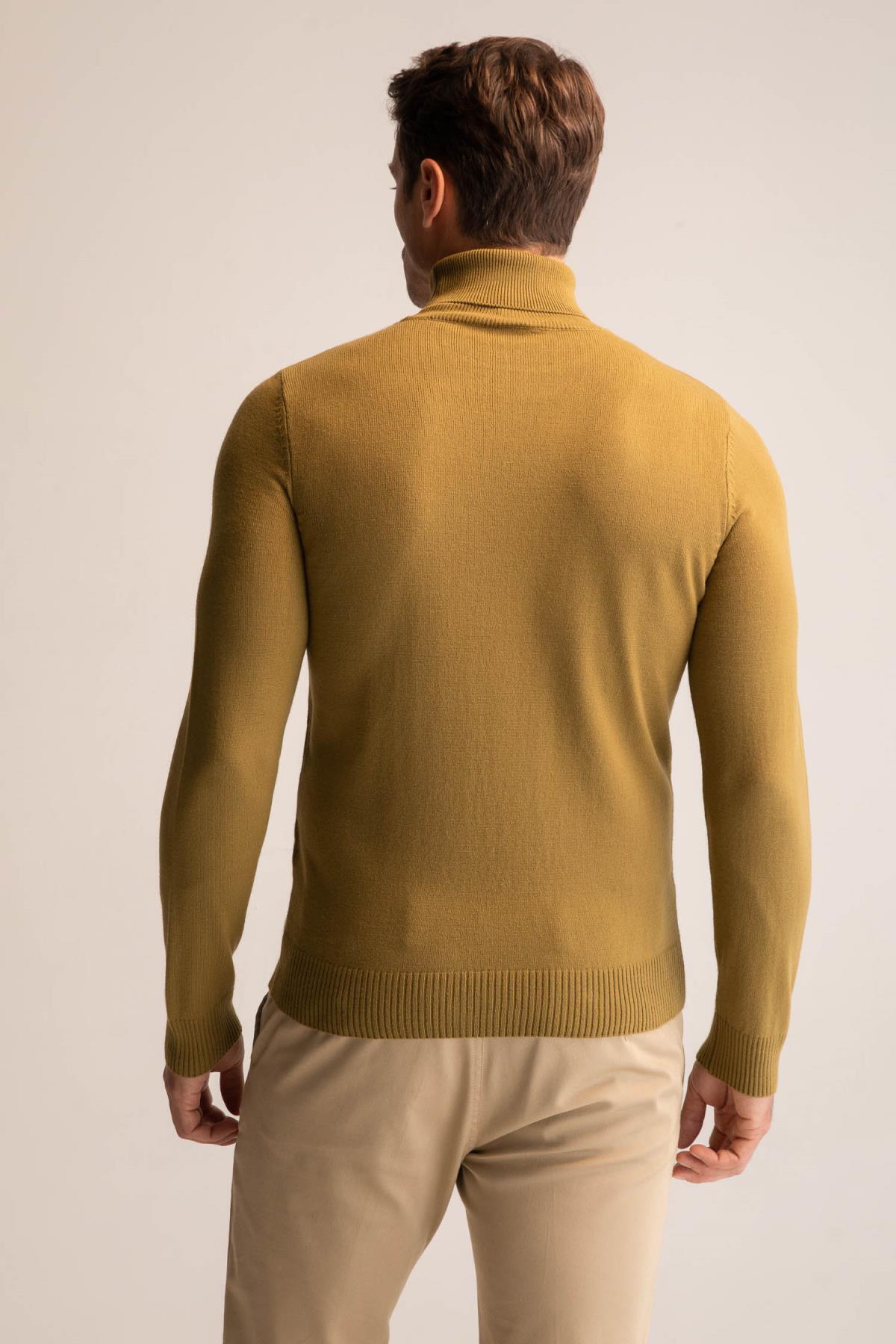 بافت و پلیور مردانه خاکی دفکتو | R1124AZ22WN اورجینال - تصویر 6