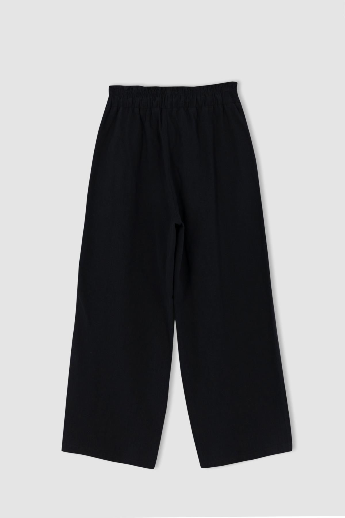 DeFacto-Παντελόνι από λινό look Capri 100% βαμβακερό με φαρδιές τσέπες 8