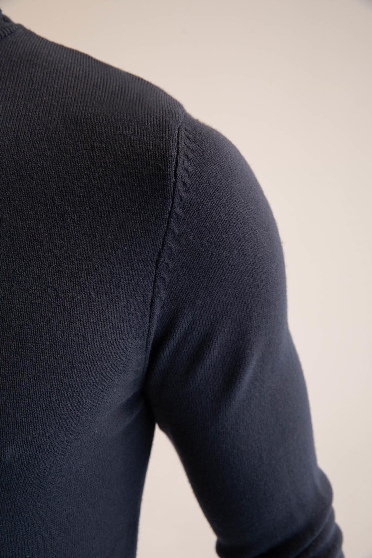 بافت و پلیور مردانه آبی سرمه ای دفکتو | R1124AZ22WN اورجینال - تصویر 6