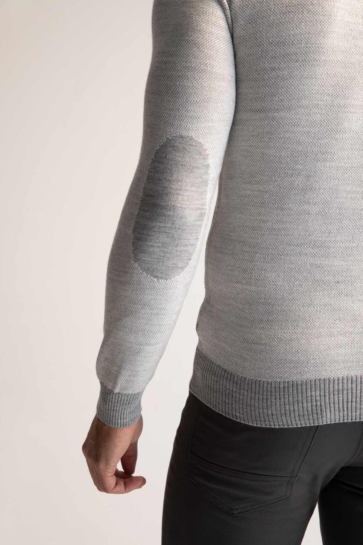 DeFacto-Slim Fit Slim Fit Strickpullover mit Rundhalsausschnitt und detaillierten Ärmeln R1110az22wn 4
