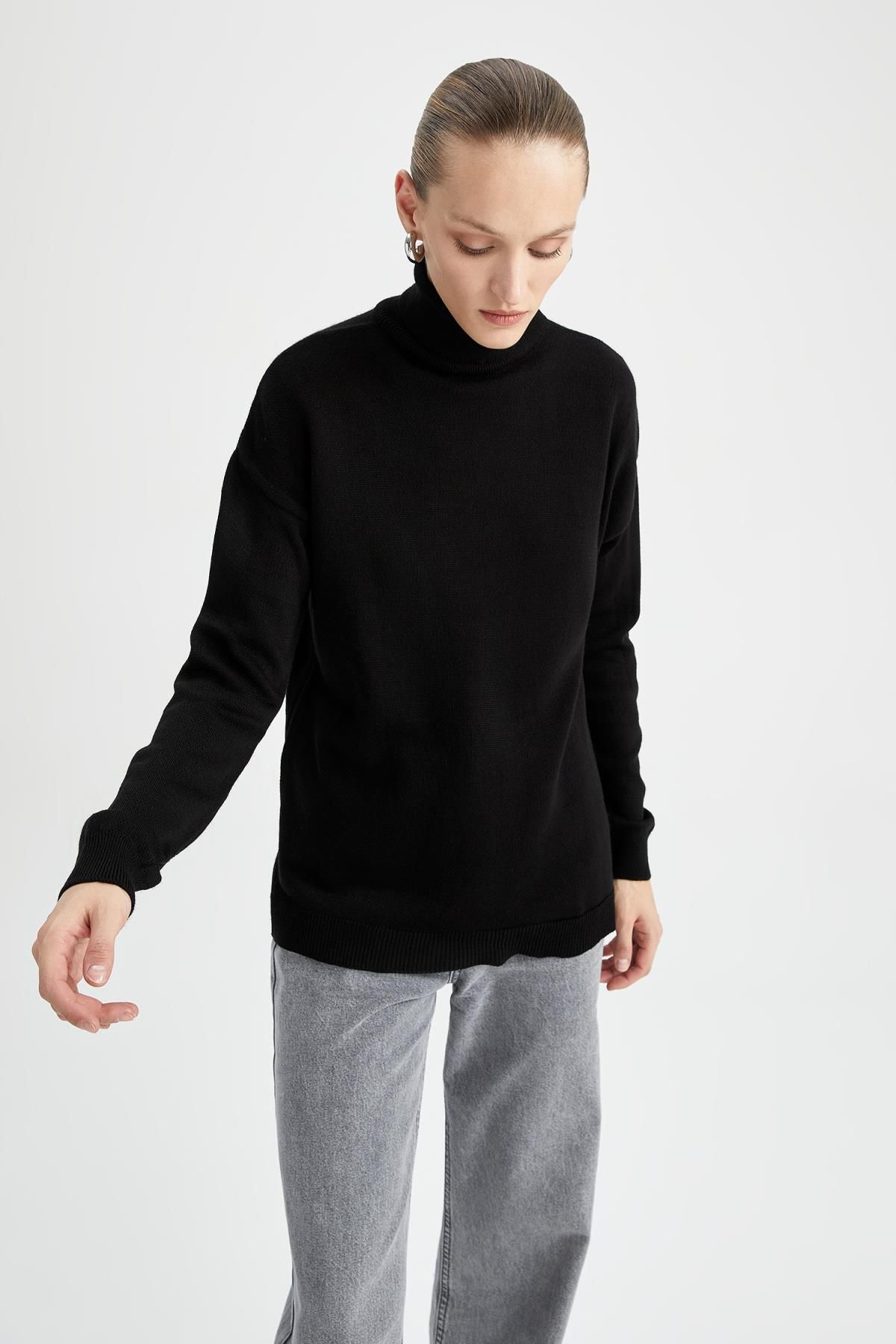 DeFacto-Regular Fit Turtleneck Basic Tunic J4131Az22Wn 5
