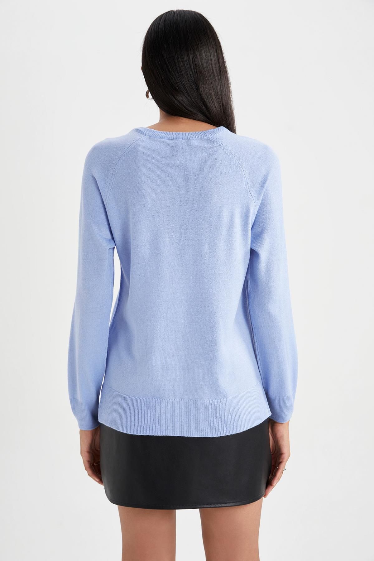DeFacto-Relax Fit Crew Neck kasmír textúrájú extra puha pulóver 8