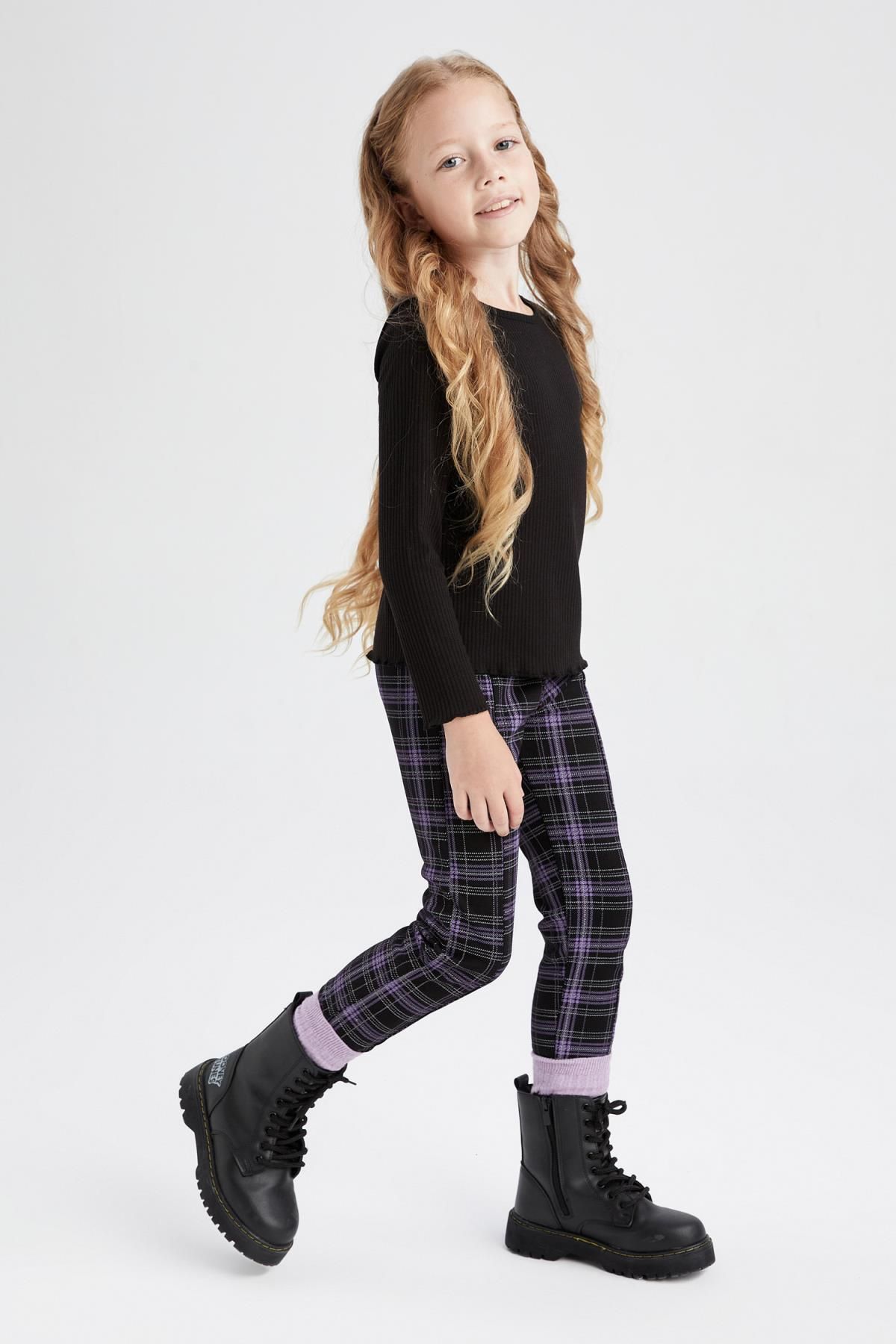 DeFacto-Girl's Checkered Long Tights 1