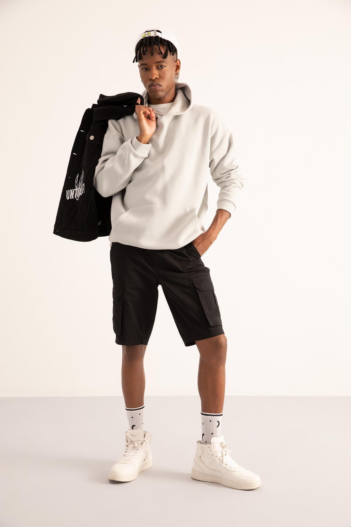 سویشرت مردانه خاکستری دفاکتو | Y1237AZ22AU اورجینال - تصویر 3