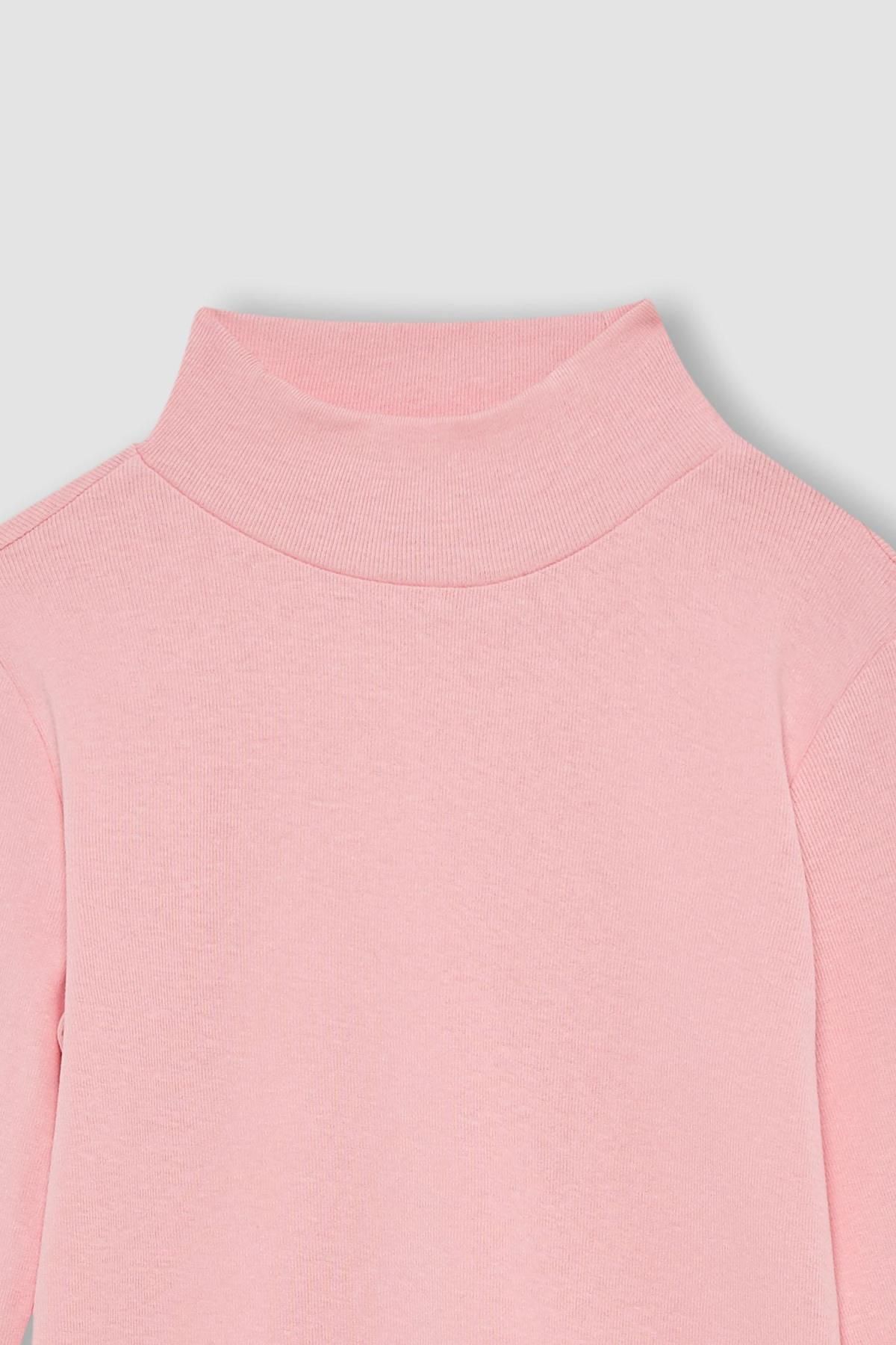 DeFacto-Dziewczęcy T-shirt z długim rękawem i golfem 7