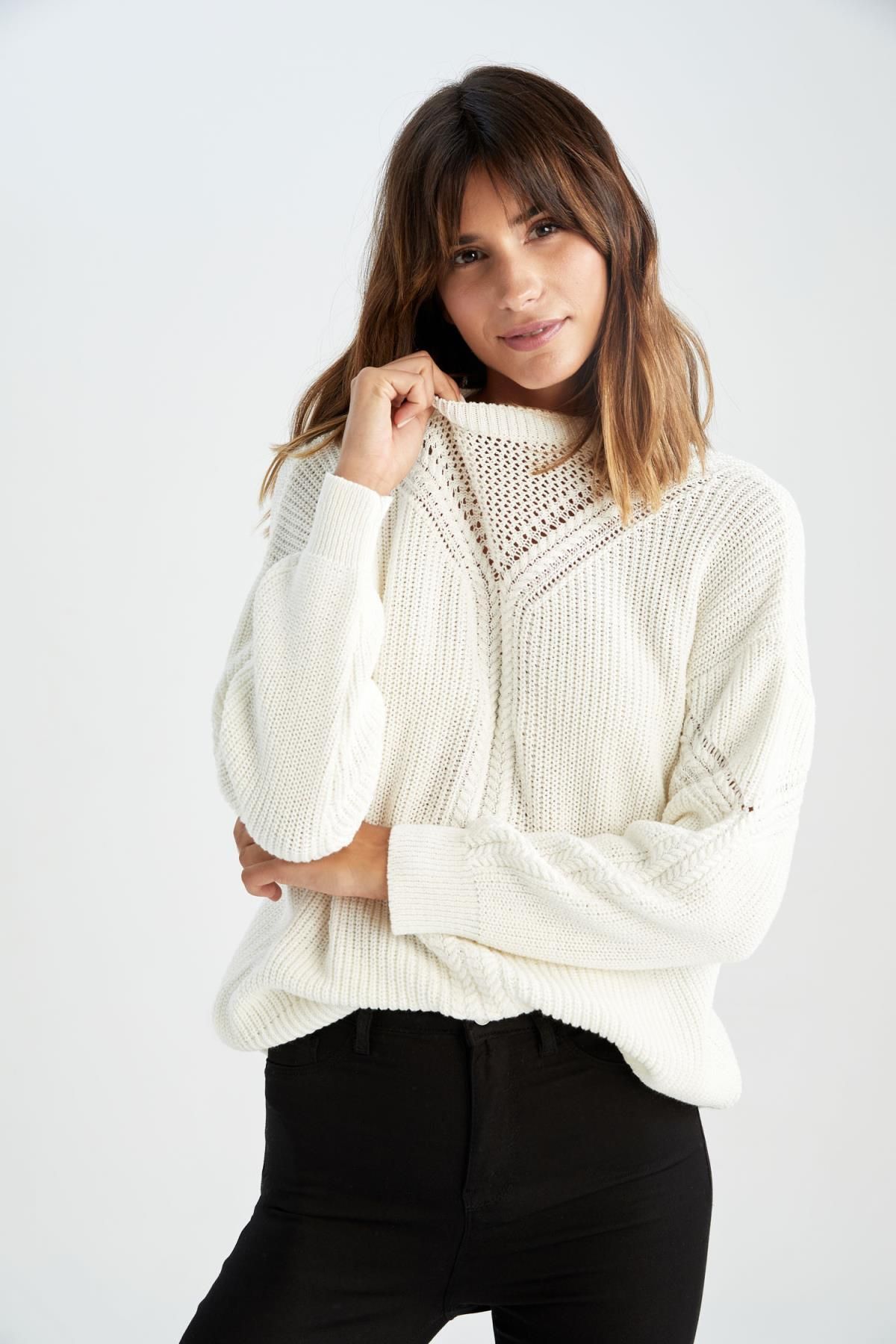 DeFacto-Pullover aus Selanik-Stoff mit Rundhalsausschnitt und normaler Passform 6