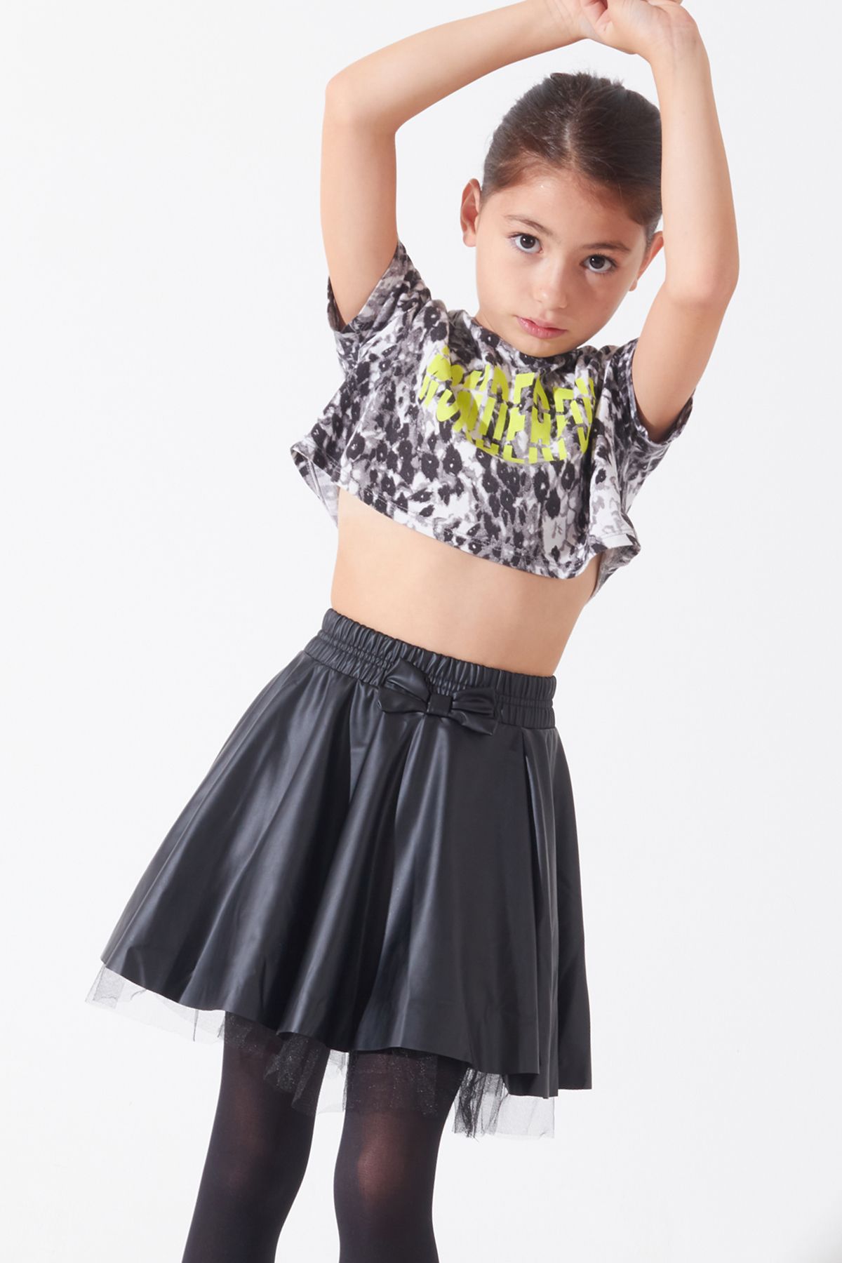Cans n Mini Girl Black Tulle Leather Skirt 4 12 Years 13794 Trendyol