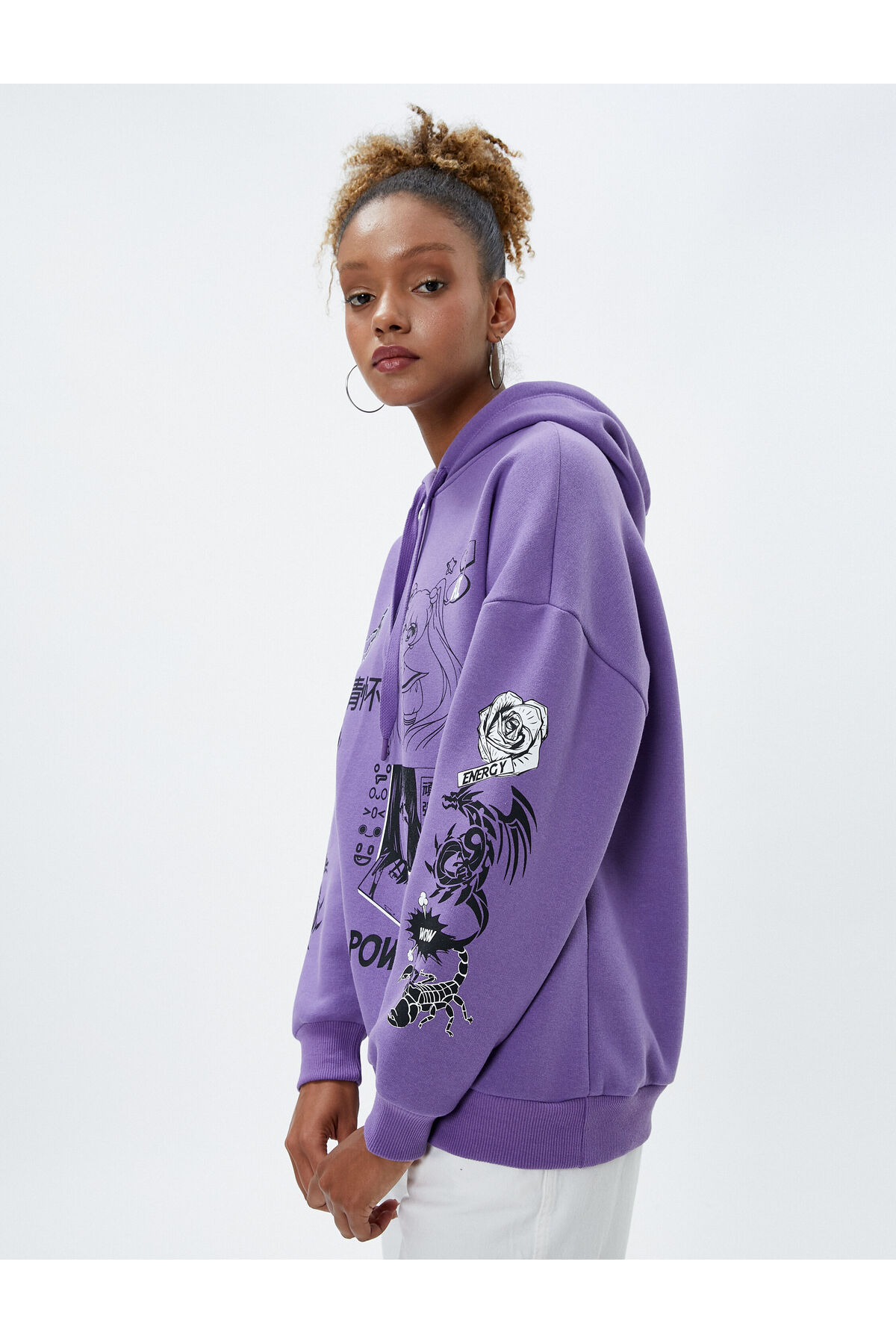 سویشرت زنانه بنفش کوتونKoton | 4WAL10101IK اورجینال - تصویر 2