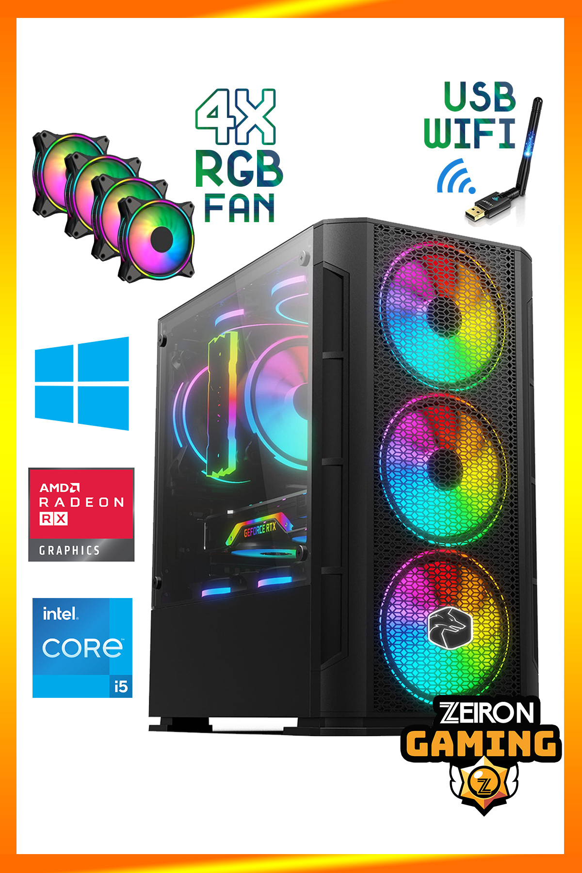 Zeiron BS17 Intel i5-12400F 16GB RAM 1TB Nvme M.2 SSD RX580 8GB