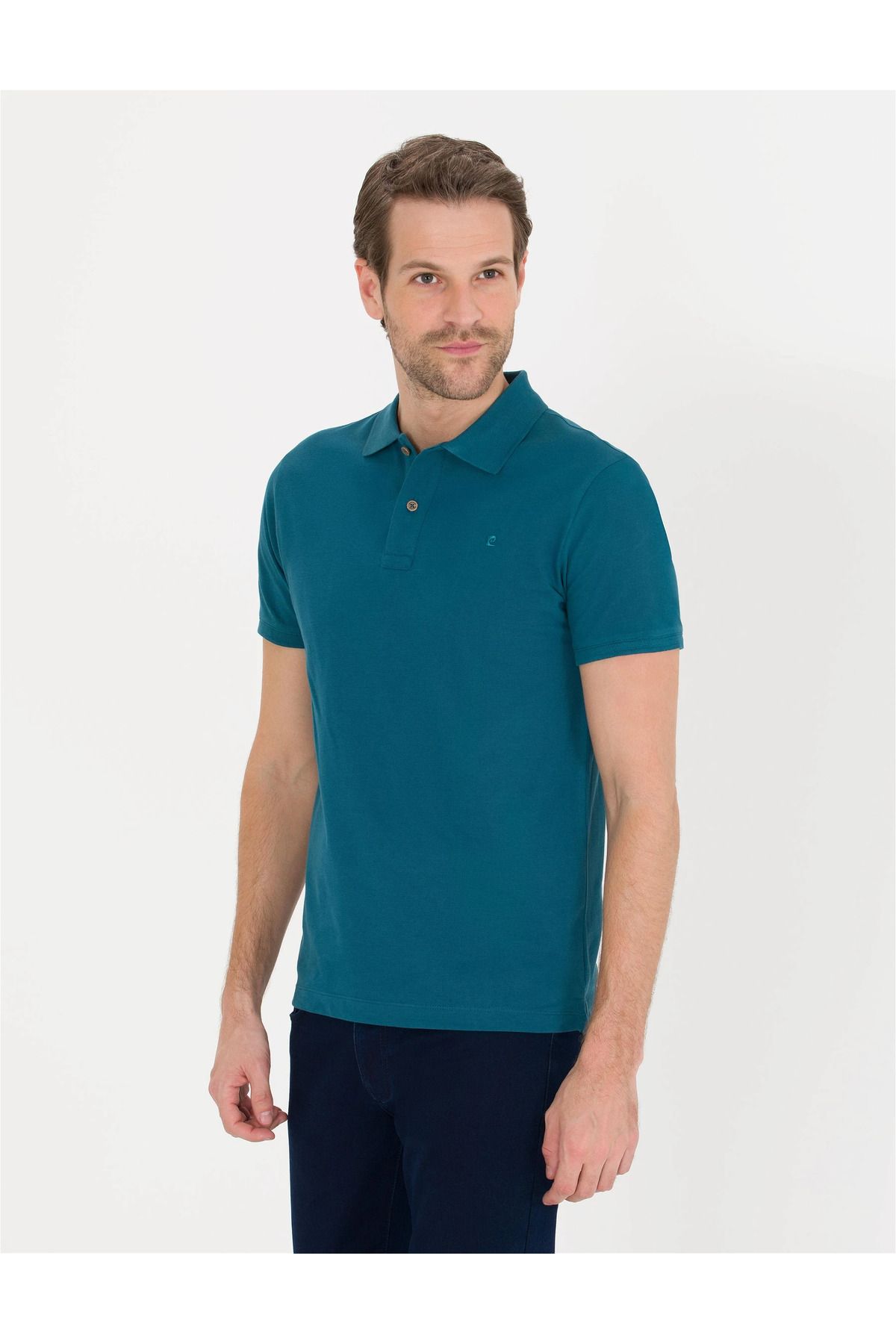 تی شرت یقه پولو سبز مردانه باریک مرسریز G021SZ011.000.1567290.VR054 Pierre Cardin