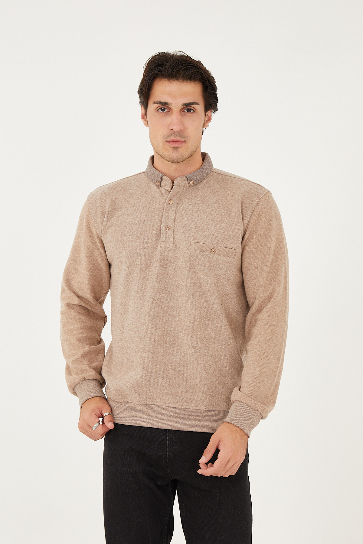 KMKkombin  KMKOMBİN BABA ERKEK CEPLİ GÖMLEK YAKA ÖZEL SELANİK KAZAK - Görsel 3