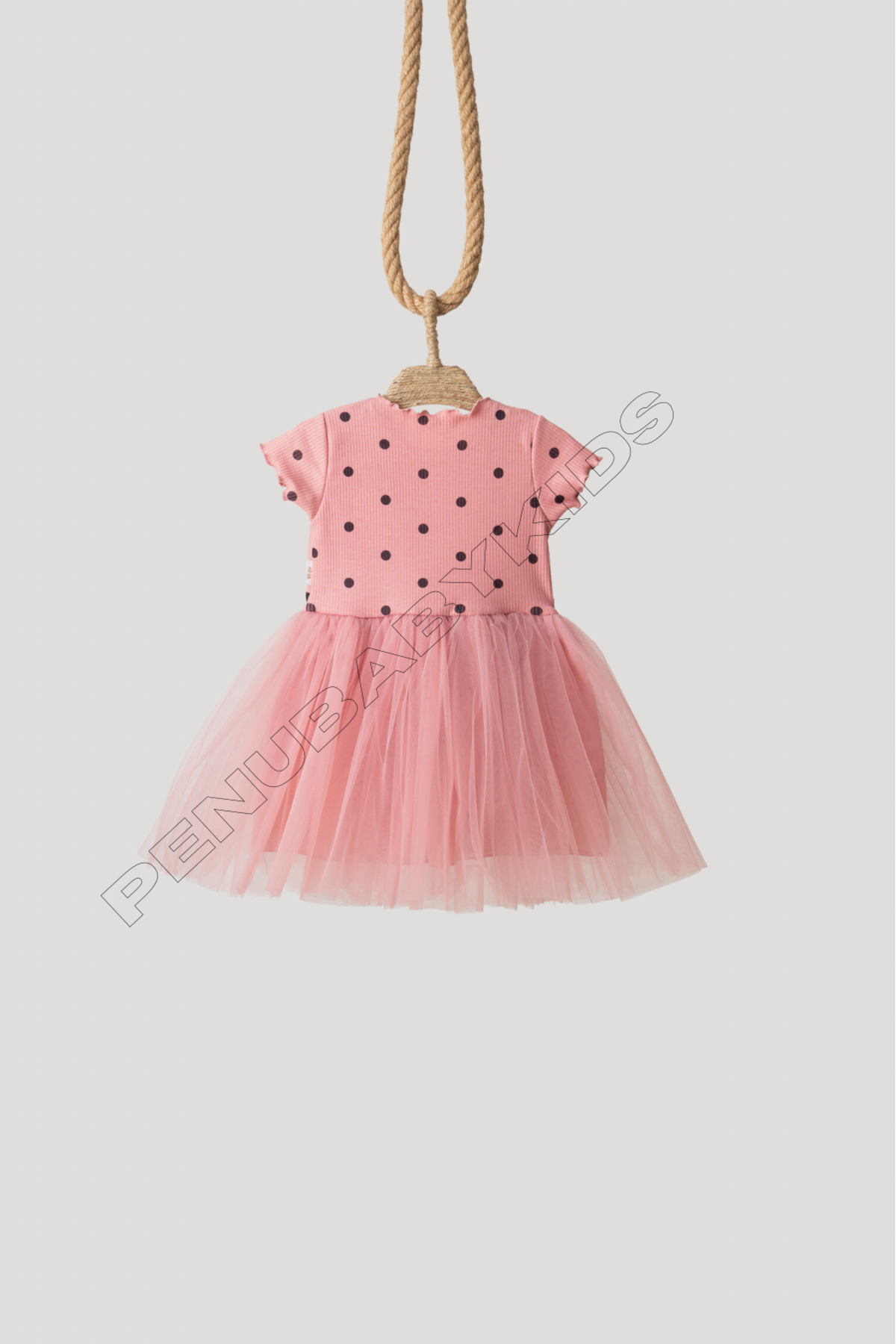 penu baby kids Gül Kurusu Puantiyeli Tütülü Kısa Kol Kız Bebek Elbise - Emily fotoğrafı 7 (önizleme)