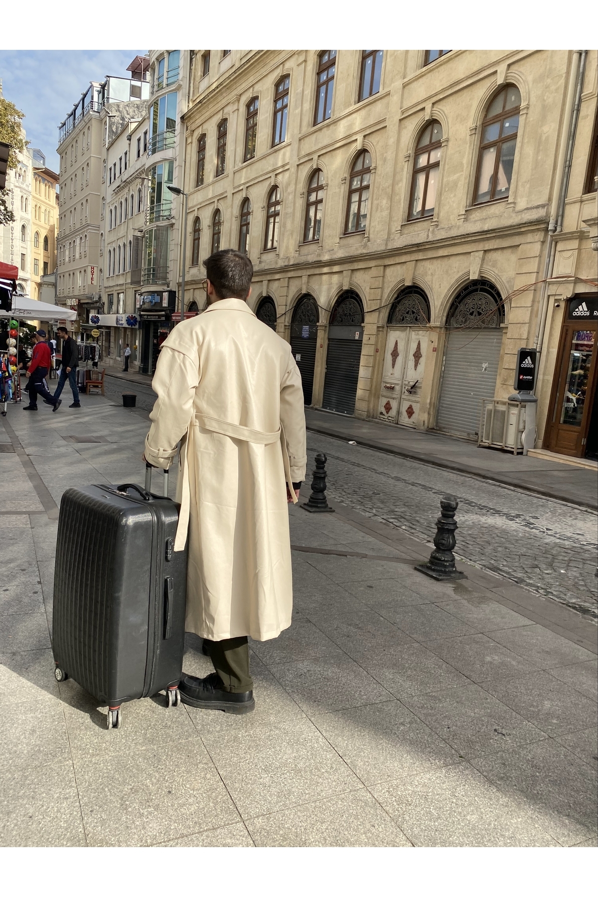 Pastelist. Erkek Premium Oversize Suni Deri Trençkot görsel 5