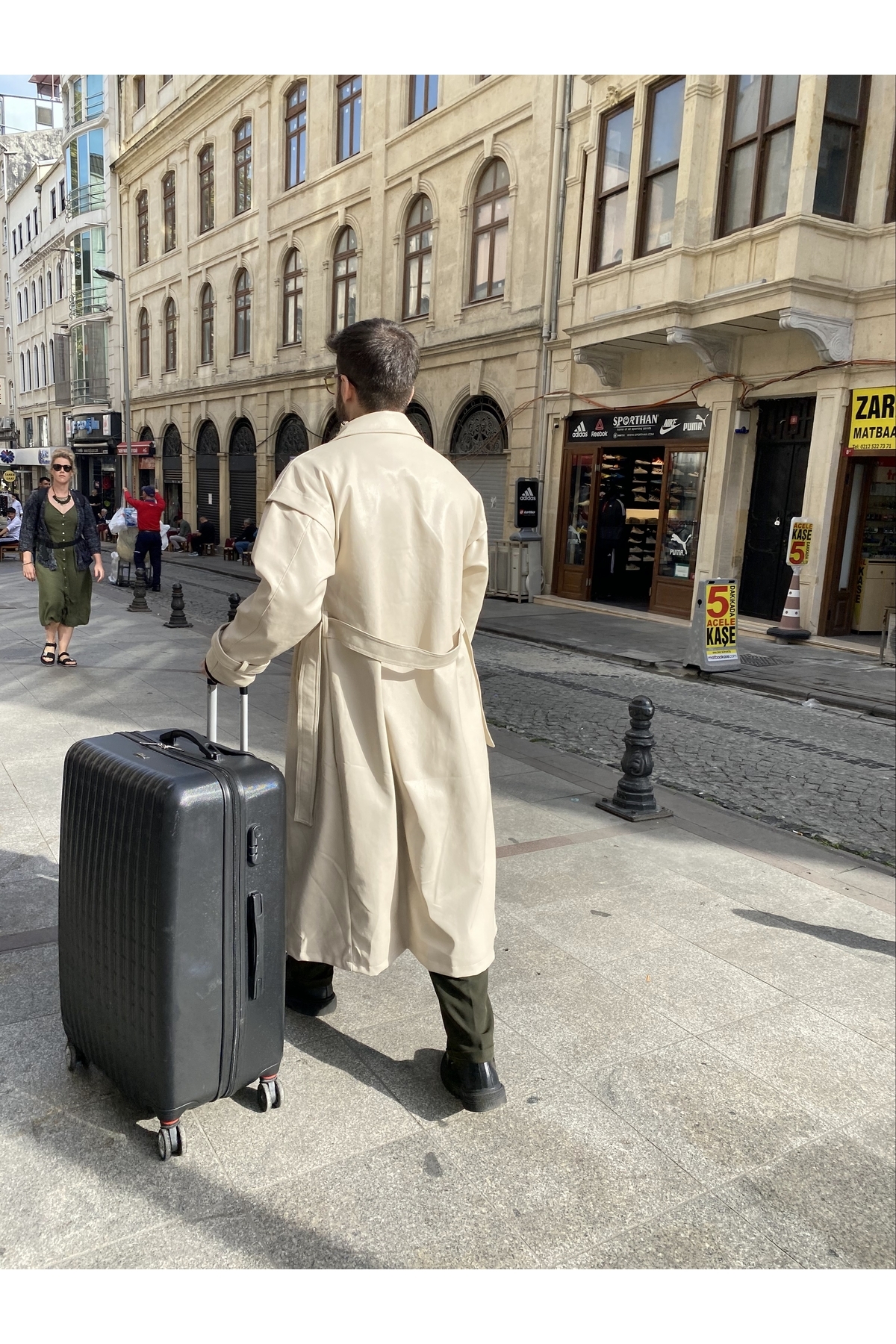 Pastelist. Erkek Premium Oversize Suni Deri Trençkot görsel 4