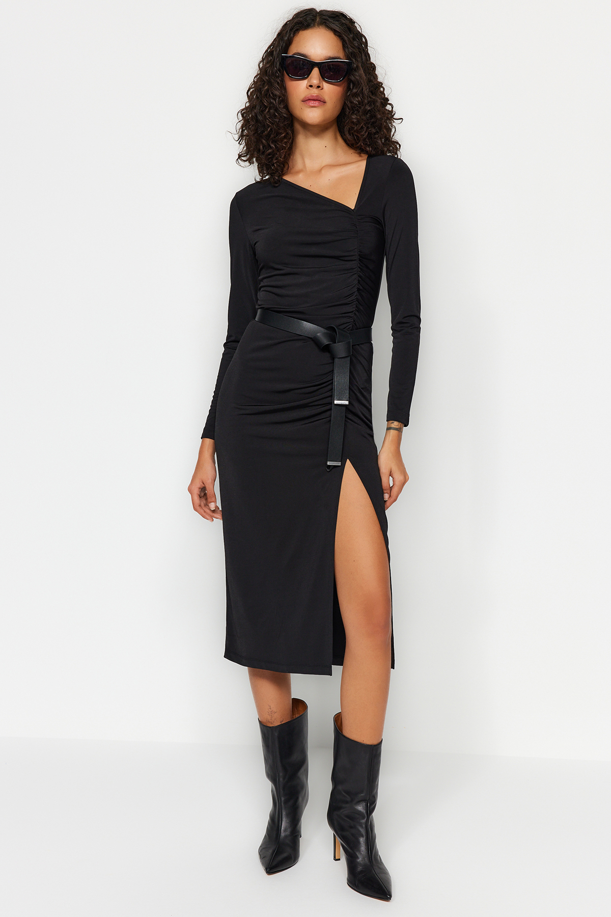 Trendy A-line Örme Midi Elbise main image 0
