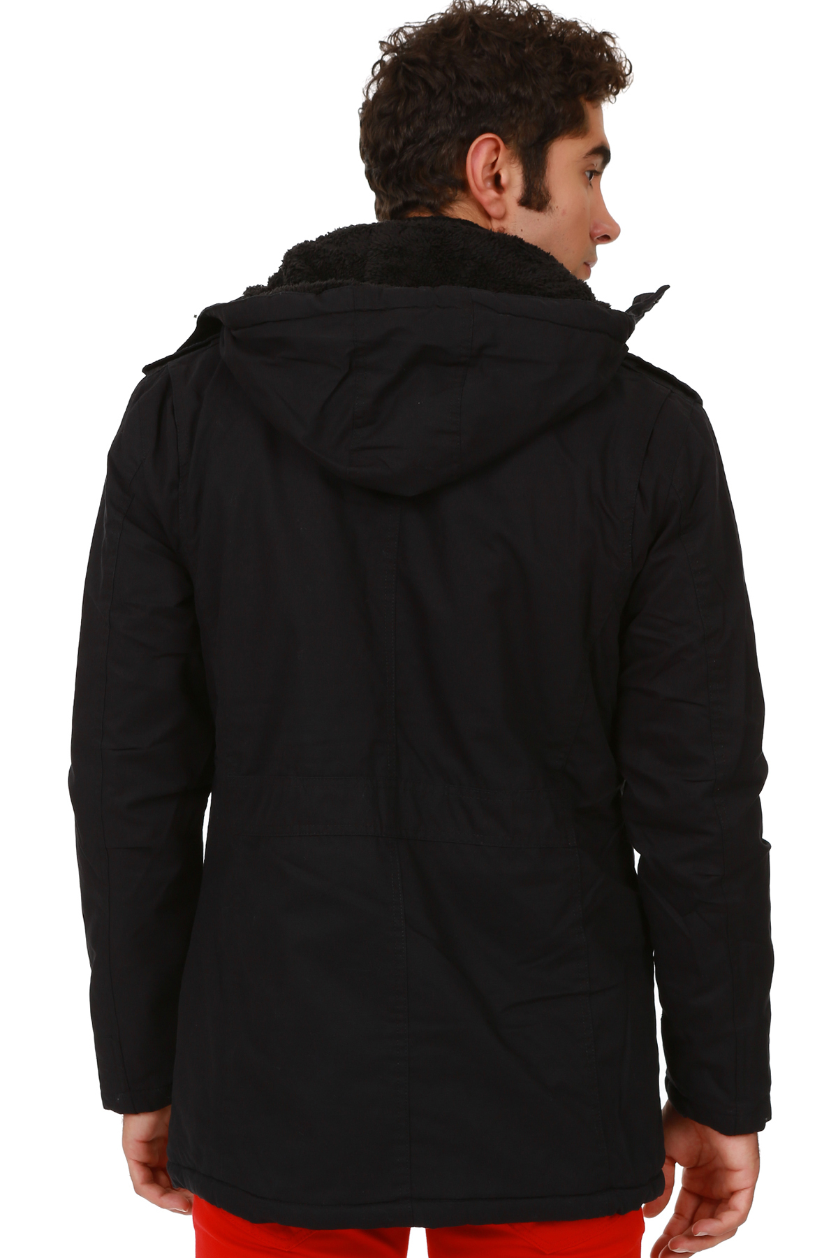 Pointback  5610 Siyah Rüzgar Geçirmez Gabardin Parka Mont - Görsel 3
