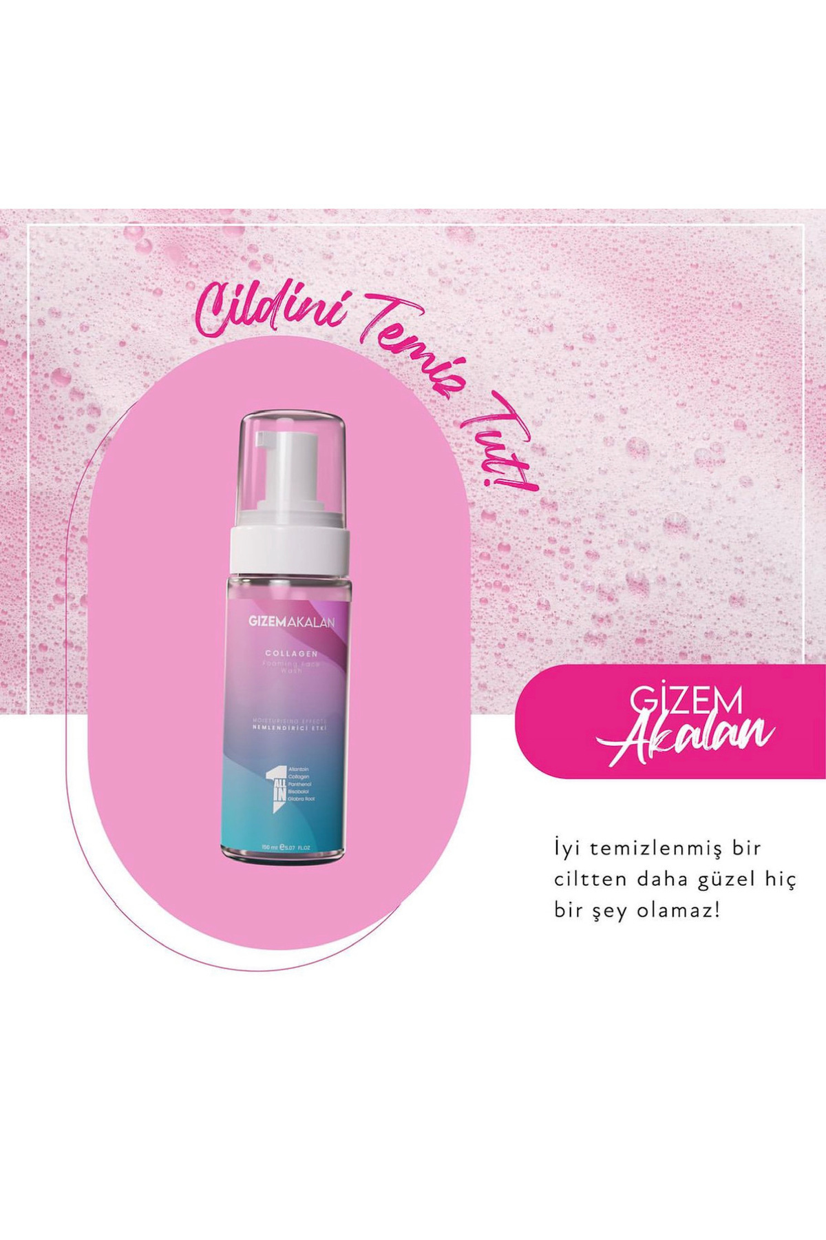 Collagen Temizleme Köpüğü 5 Etki Arındırıcı Onarıcı Nemlendirme Kolajen Aydınlatma Etkili 150 ml — GİZEMAKALANPUREBUBBLES001 — تصویر 9 از 9