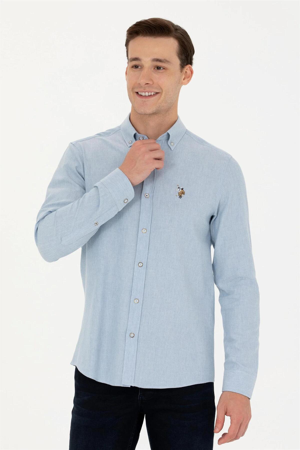 پیراهن مردانه آبی یو اس پولو | 1672287.VR014 ELİFSU BUTİKHOME اورجینال - تصویر 8