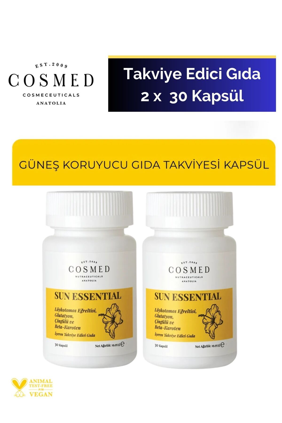 COSMED Sun Essential Takviye Edici Gıda 30 Kapsül X 2 ADET | Avantaj Paket