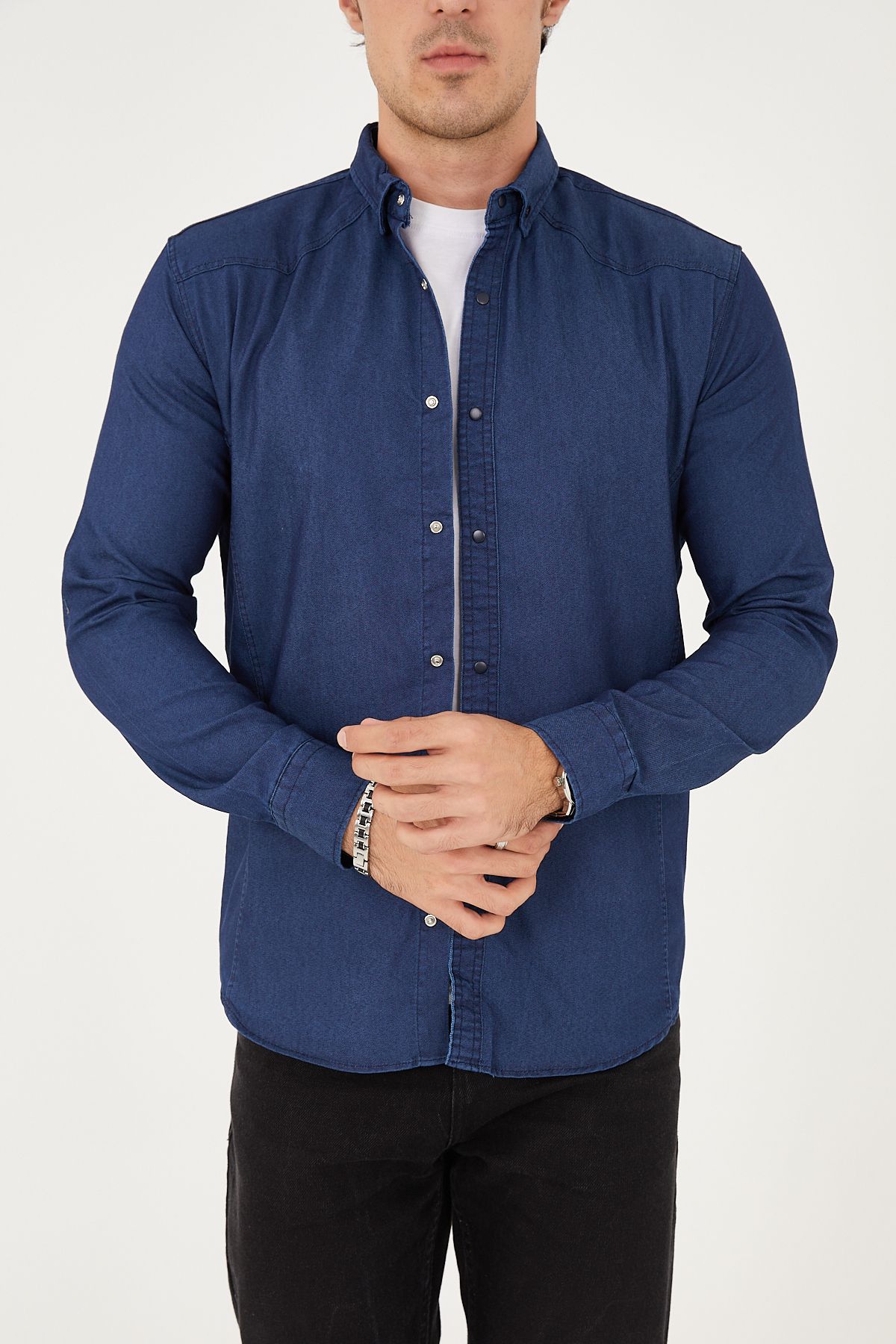 Denim shirt deals dark blue