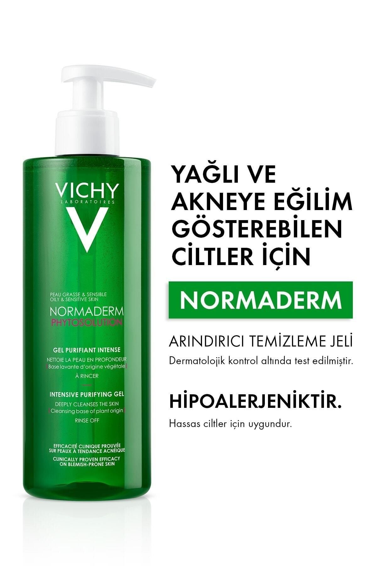 ژل پاک کننده صورت 400 میلی لیتر GKÜrün634 پوست های چرب و مختلط Normaderm Phytosolution Purifying Facial Vichy