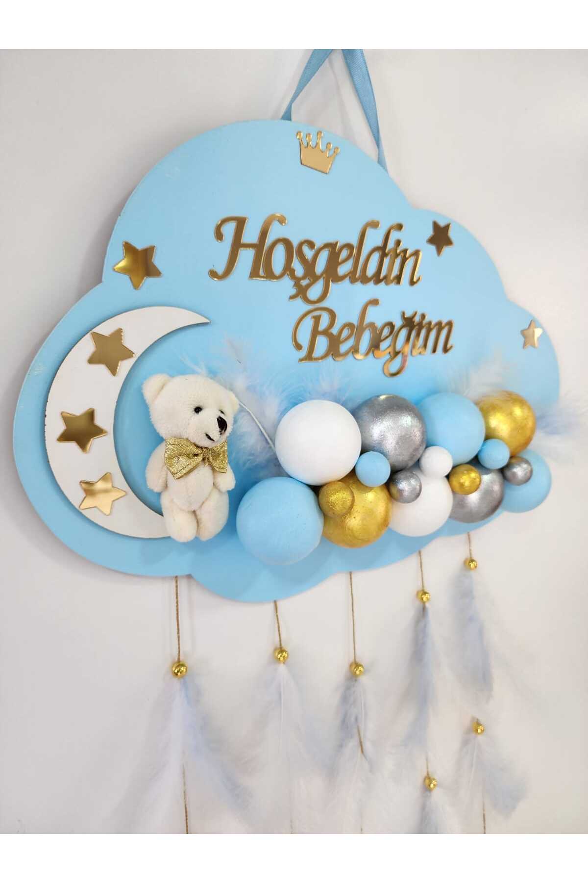HD Different Kapı Süsü Ahşap Bulut Kapısüsü Bebek Odası Isimlik Strafor Toplu fotoğrafı 2 (önizleme)
