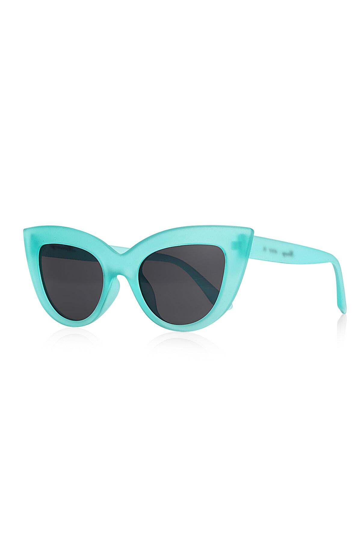 Colorful Cat Eye Sunglasses for Women Transparent Matte Mint Green 1011