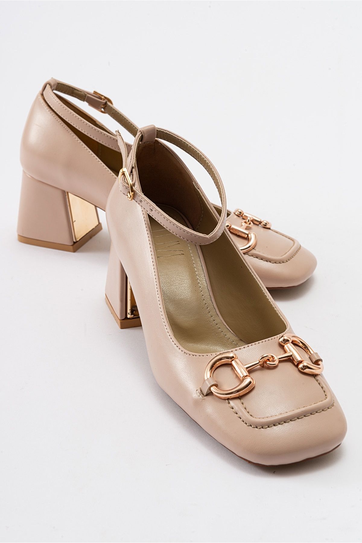 کفش پاشنه کلاسیک نود زنانه Risus Beige اورجینال luvishoes
