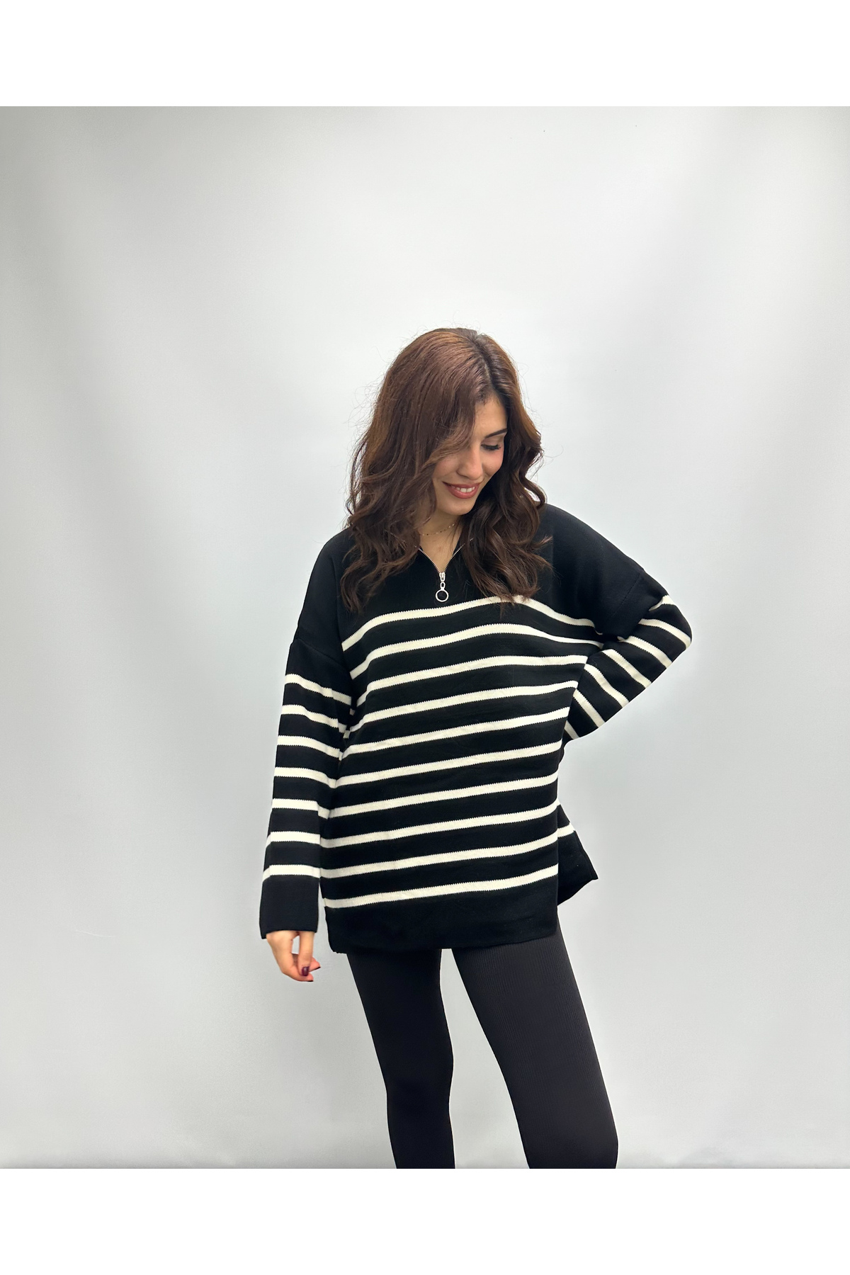 Fermuarlı Oversize Triko
