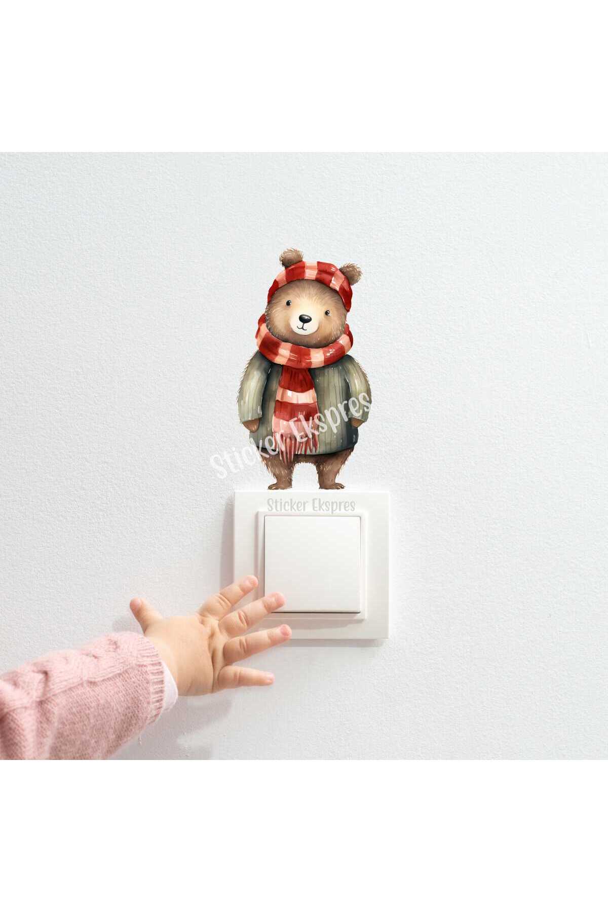 Sticker Ekspres Sevimli Ayıcık K13 Yılbaşı Yeni Yıl Priz Sticker fotoğrafı 2 (önizleme)