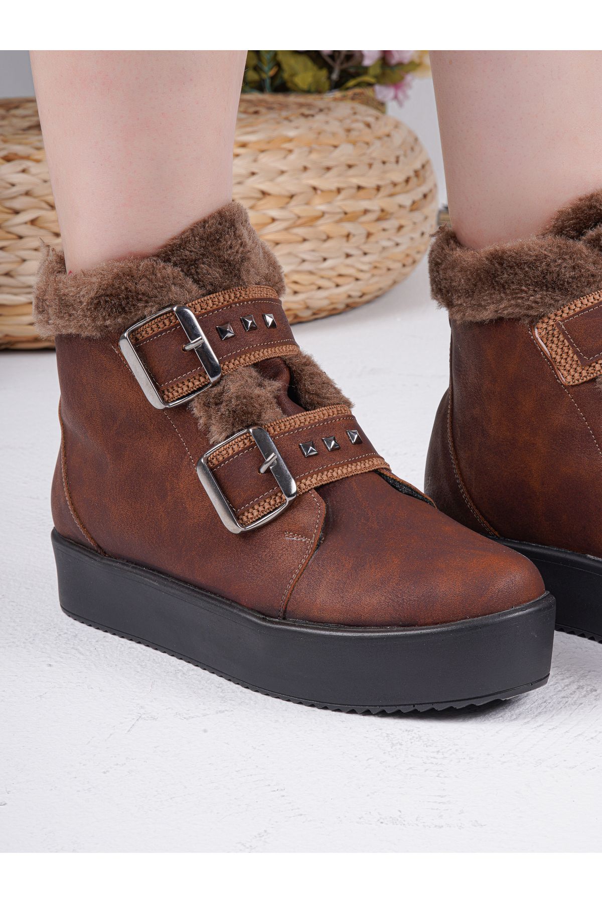 aka prestij ayakkabı comfort Cizme De Damă Prestij Cu Dungi Duble Din Shearling Anatomice Confortabile Femeie - 38