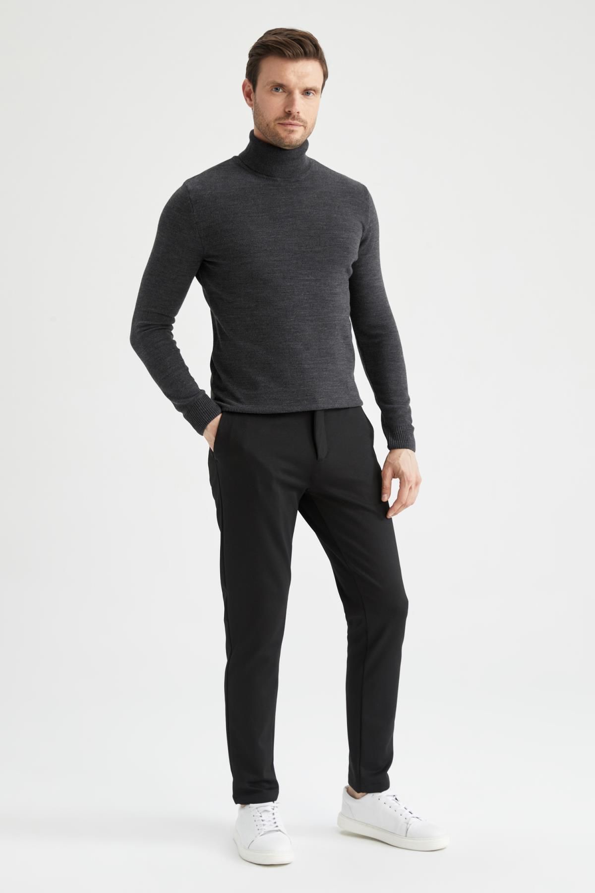 DeFacto-Трикотажен пуловер Slim Fit с висока яка 8