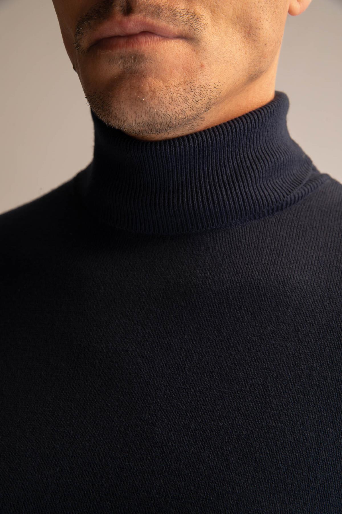 بافت و پلیور مردانه آبی سرمه ای دفکتو | R1124AZ22WN اورجینال - تصویر 5