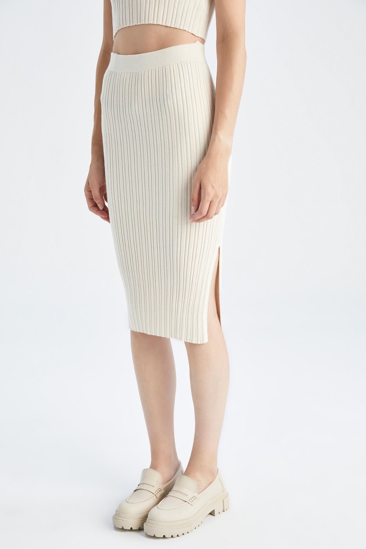 Defacto Slim Fit Midi Pencil Skirt Trendyol
