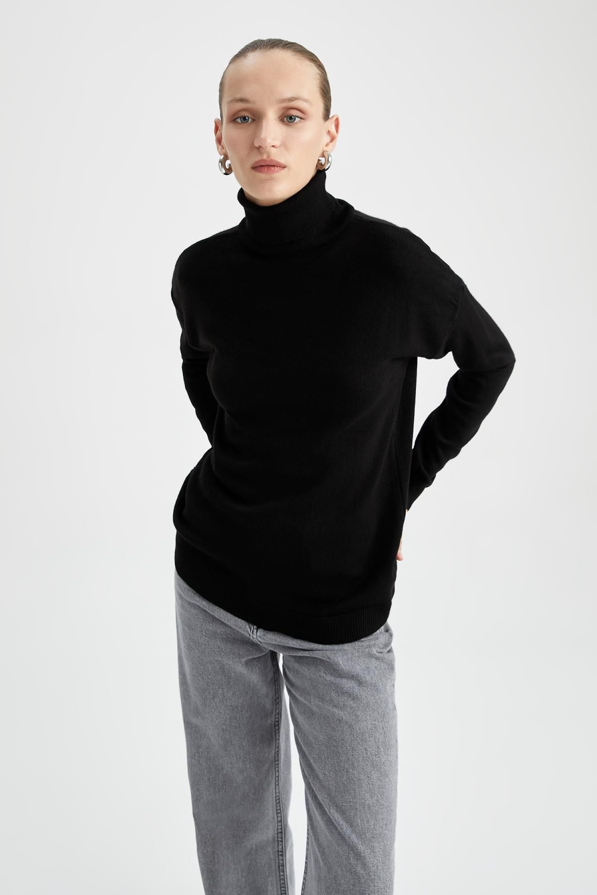 DeFacto-Regular Fit Turtleneck Basic Tunic J4131Az22Wn 4