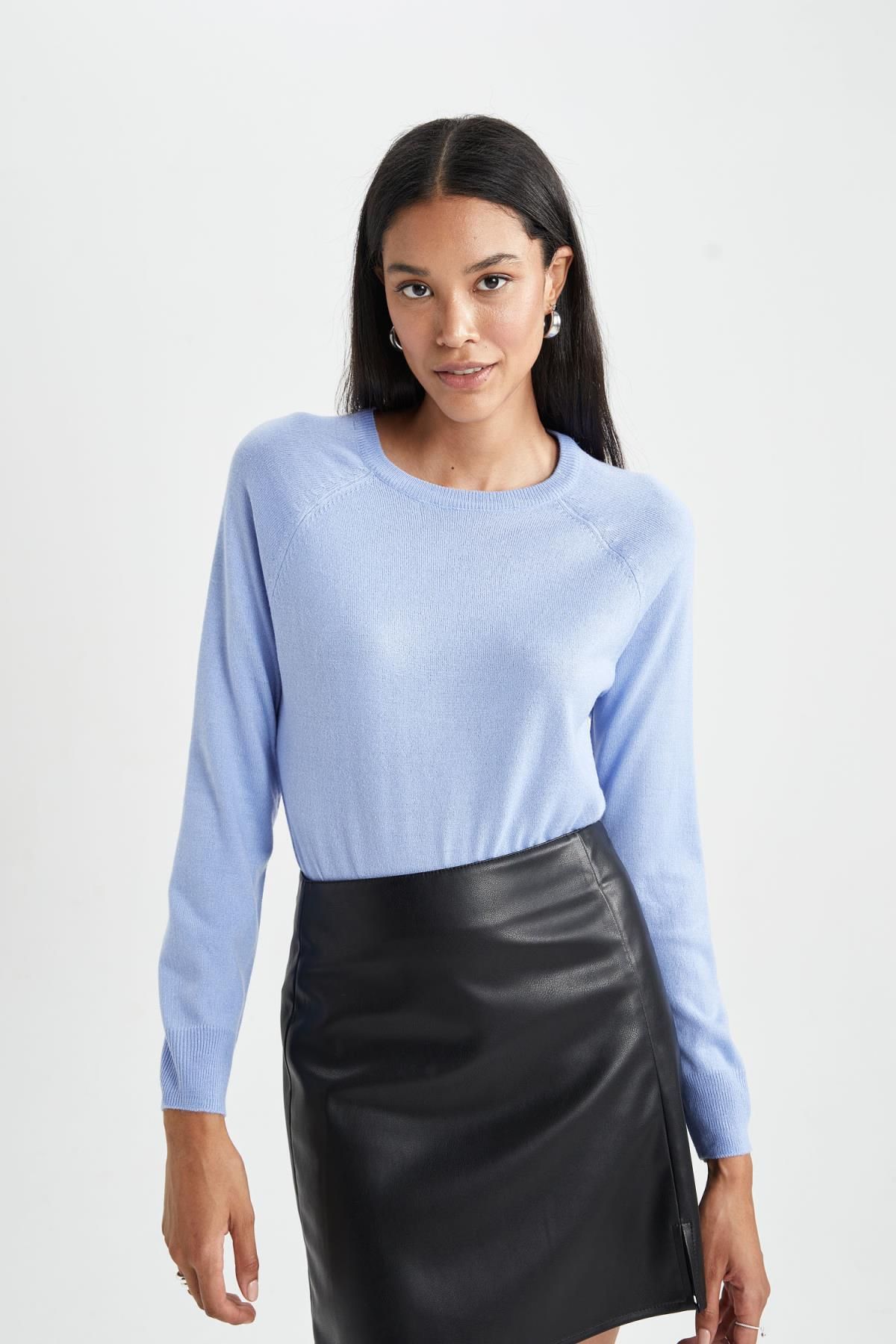 DeFacto-Relax Fit Crew Neck kasmír textúrájú extra puha pulóver 5