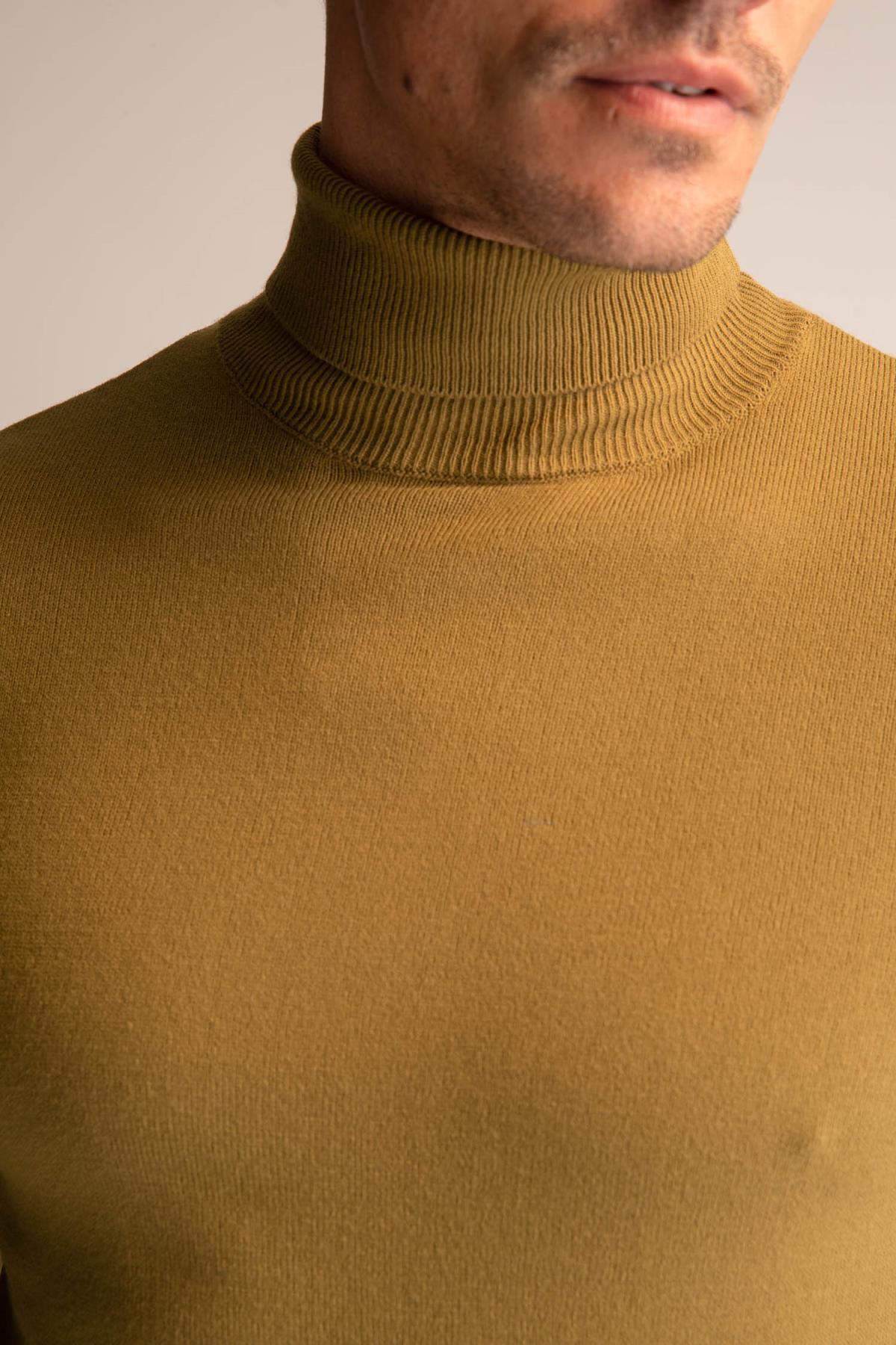 بافت و پلیور مردانه خاکی دفکتو | R1124AZ22WN اورجینال - تصویر 4