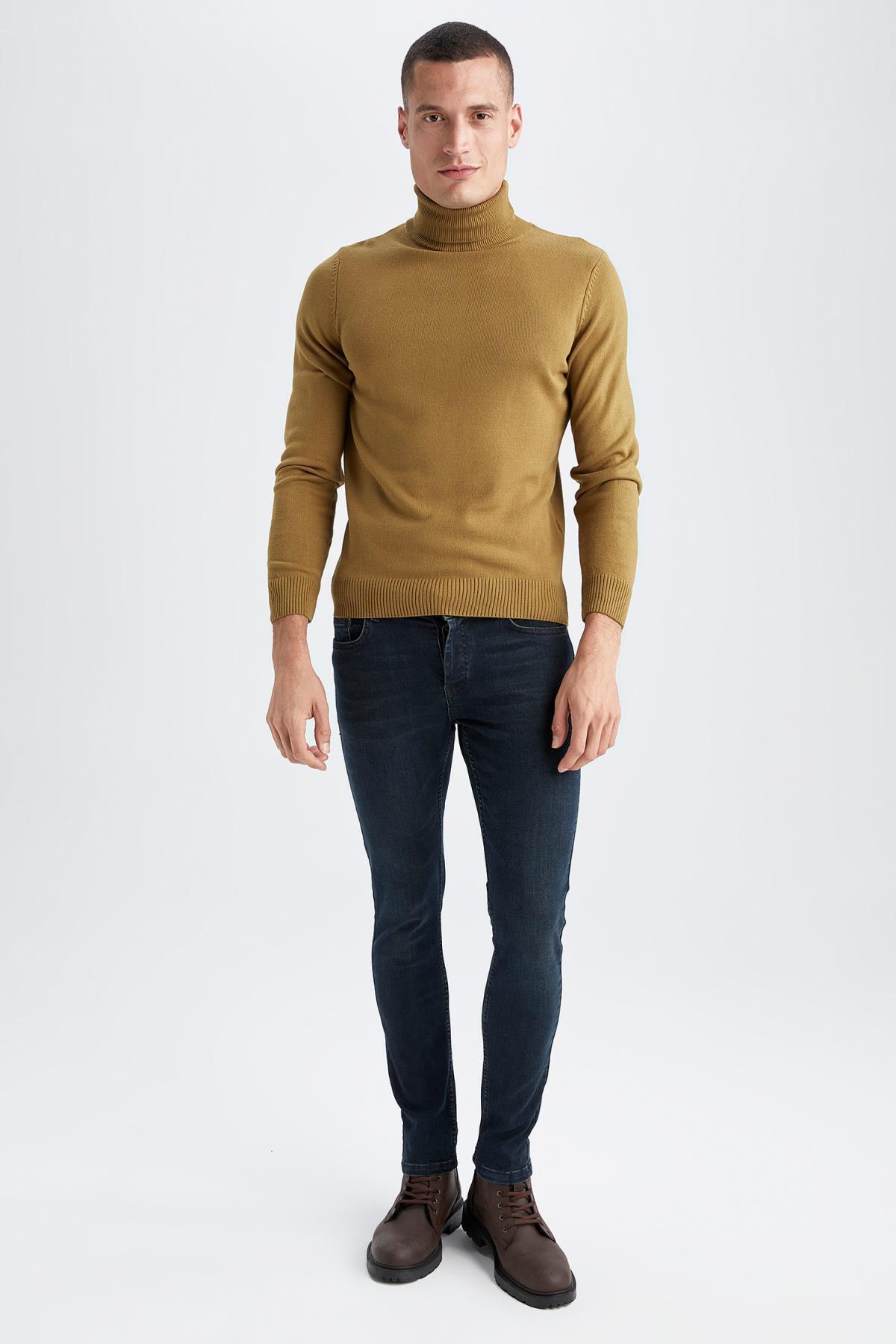 بافت و پلیور مردانه خاکی دفکتو | R1124AZ22WN اورجینال - تصویر 8