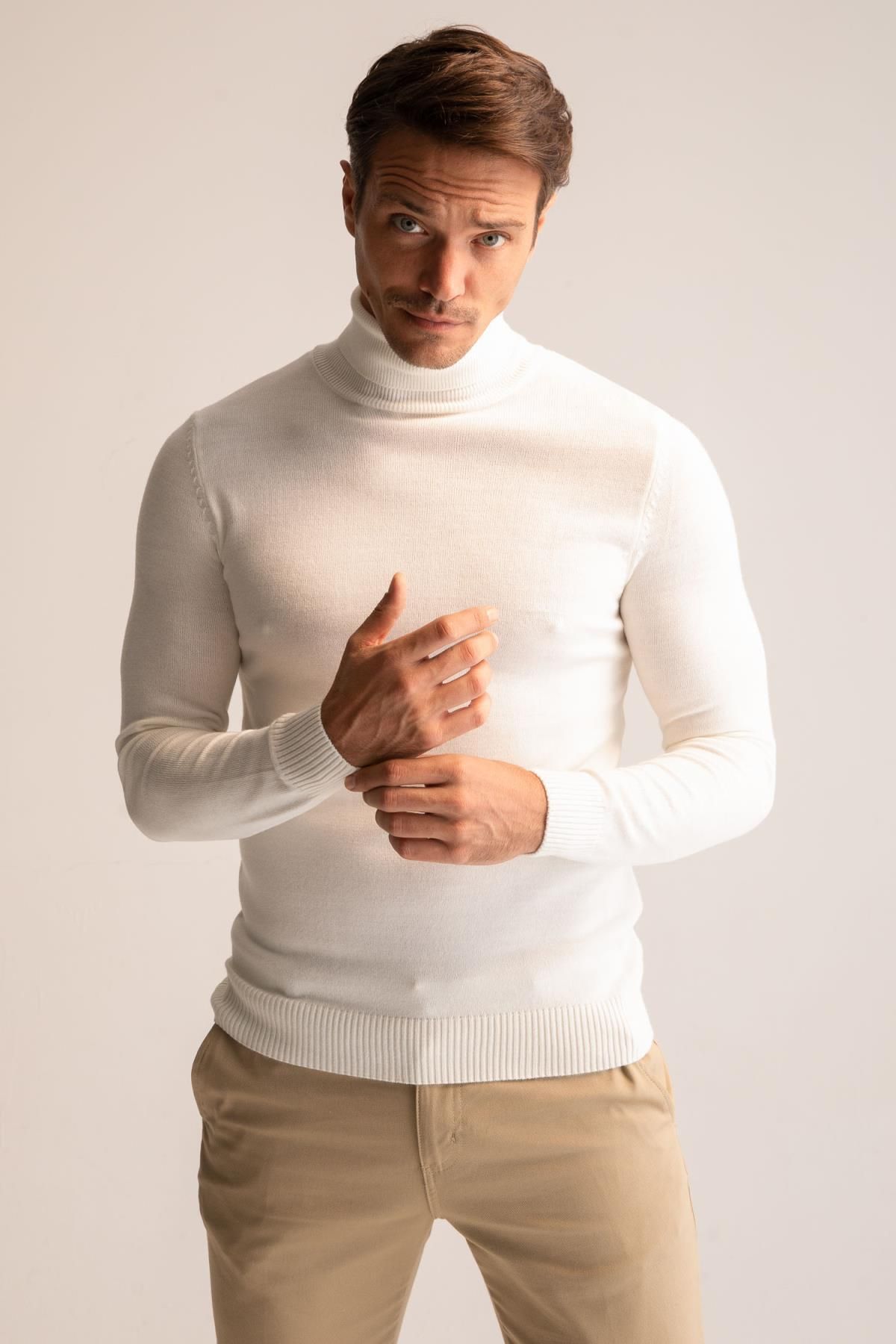 DeFacto Sweter Z Golfem O Kroju Slim Fit R1124az22wn Mężczyzna - 3XL