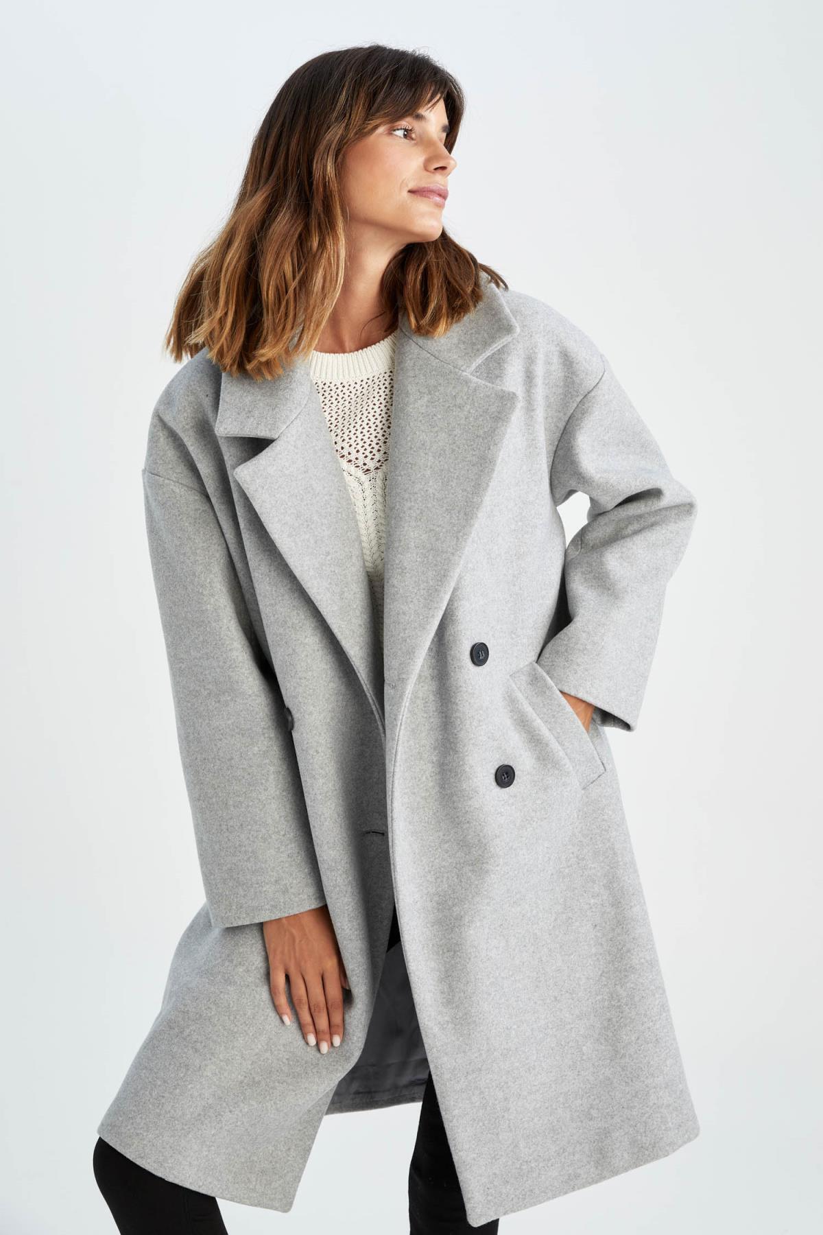 Oversize Fit Kaşe Coat