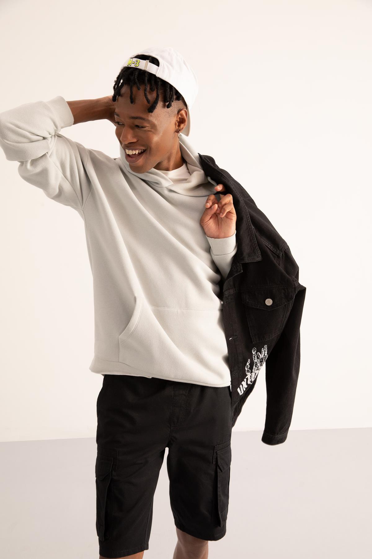 سویشرت مردانه خاکستری دفاکتو | Y1237AZ22AU اورجینال - تصویر 2