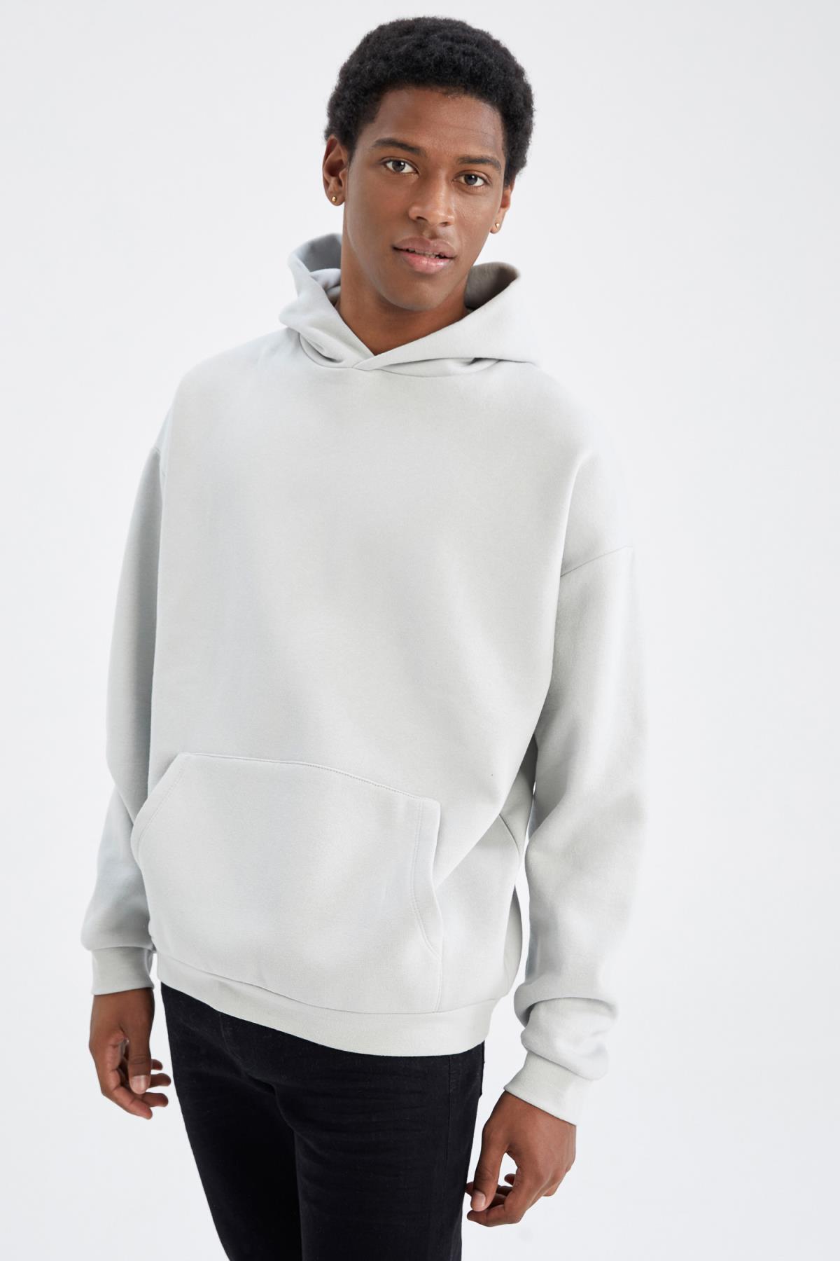 سویشرت مردانه خاکستری دفاکتو | Y1237AZ22AU اورجینال - تصویر 5