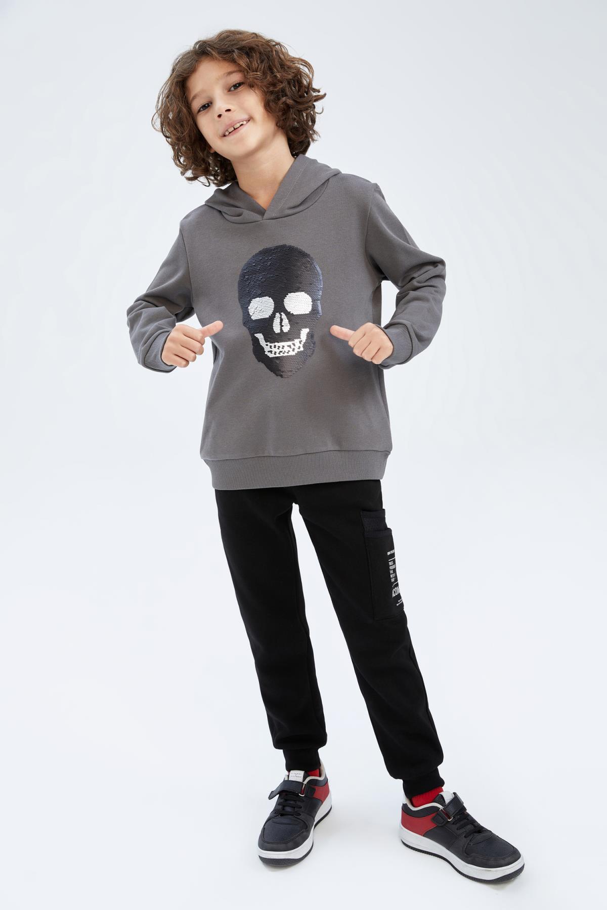 سویشرت پسرانه خاکستری Defacto | Y5970A622AU اورجینال - تصویر 2