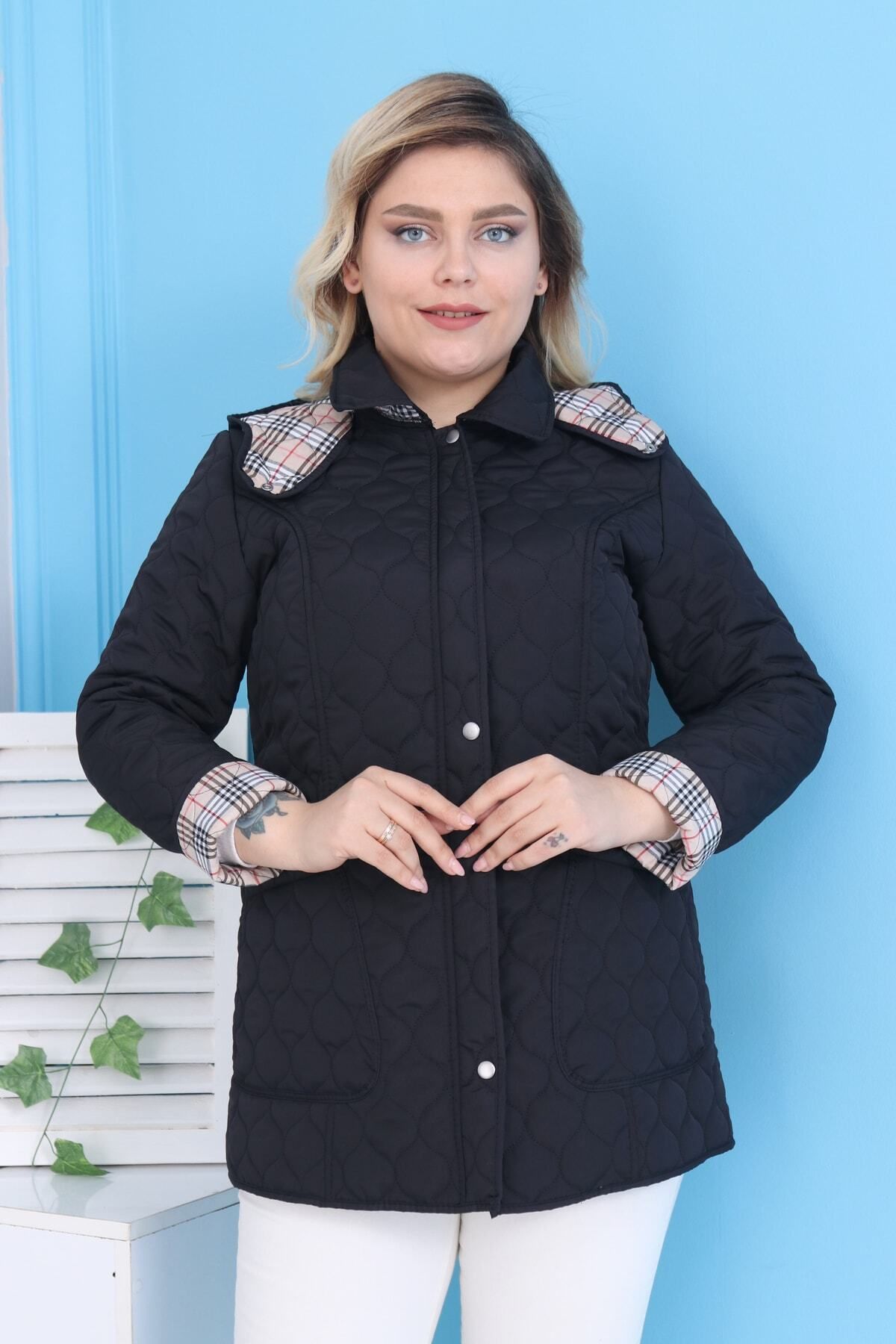 Black jacket top with plaid inside
