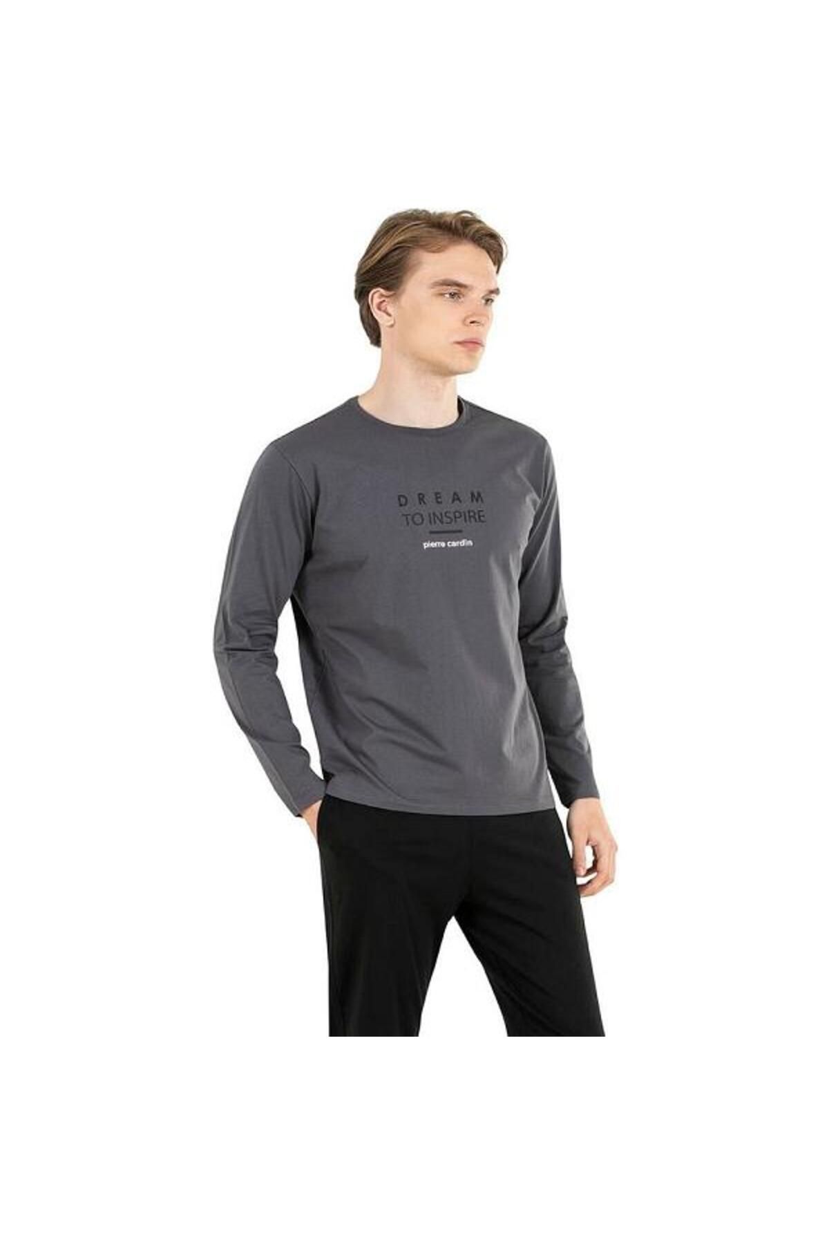 ست پیژامه خاکستری مردانه لباس خواب CARDIN 6035 Pierre Cardin