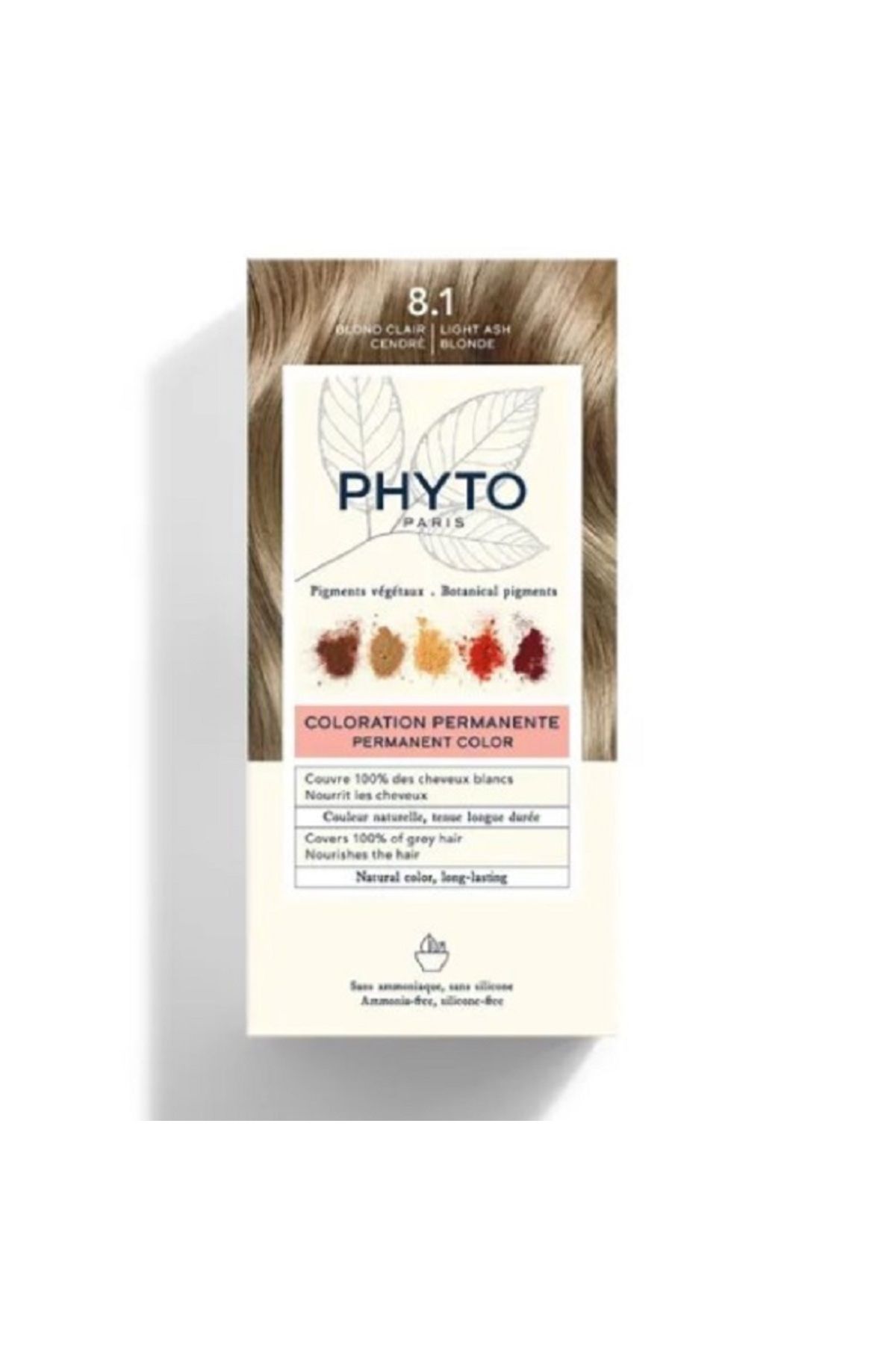 Phyto رنگ موی گیاهی دائمی بدون آمونیاک کالر شماره ۸.۱ رنگ بلوند خاکستری