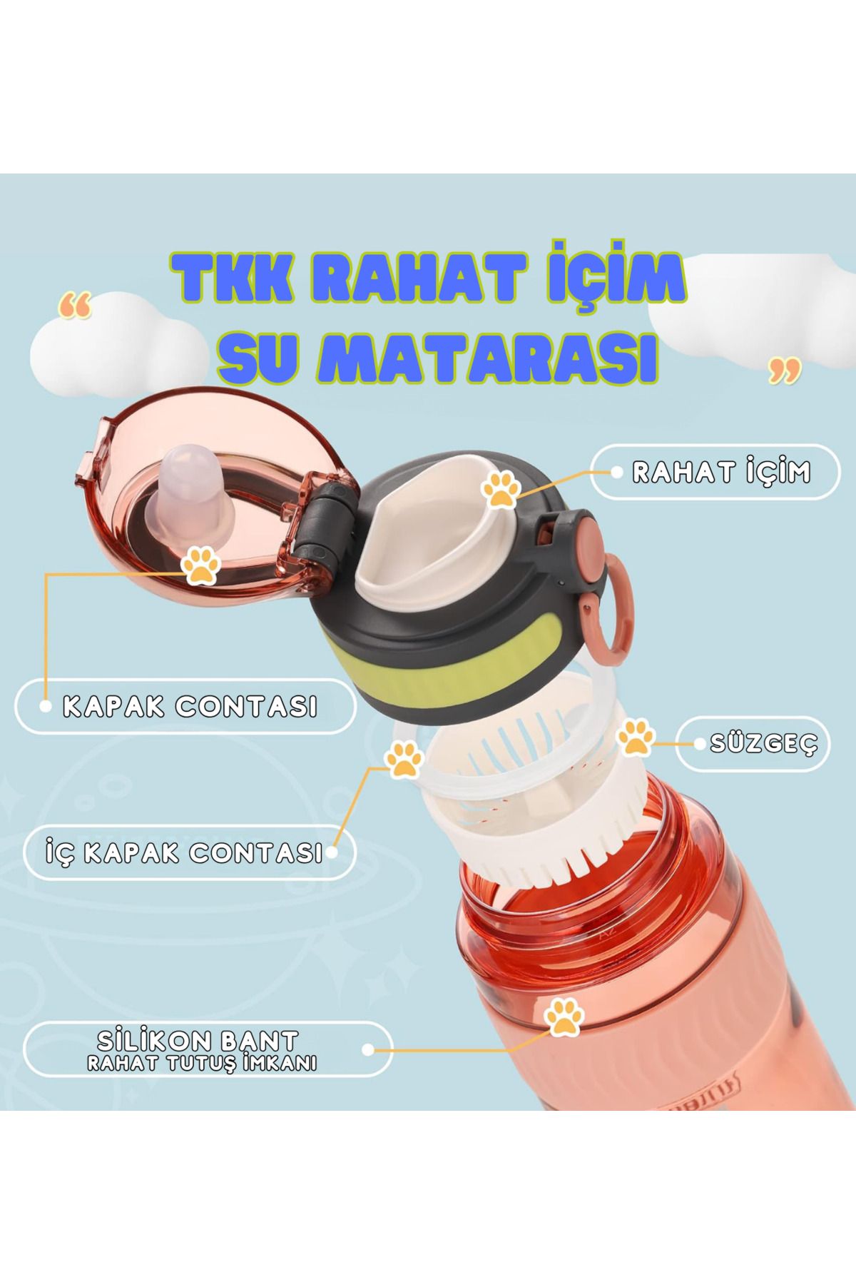 قمقمه ورزشی پوشش قفل 550ML TKK راحت Vagonlife
